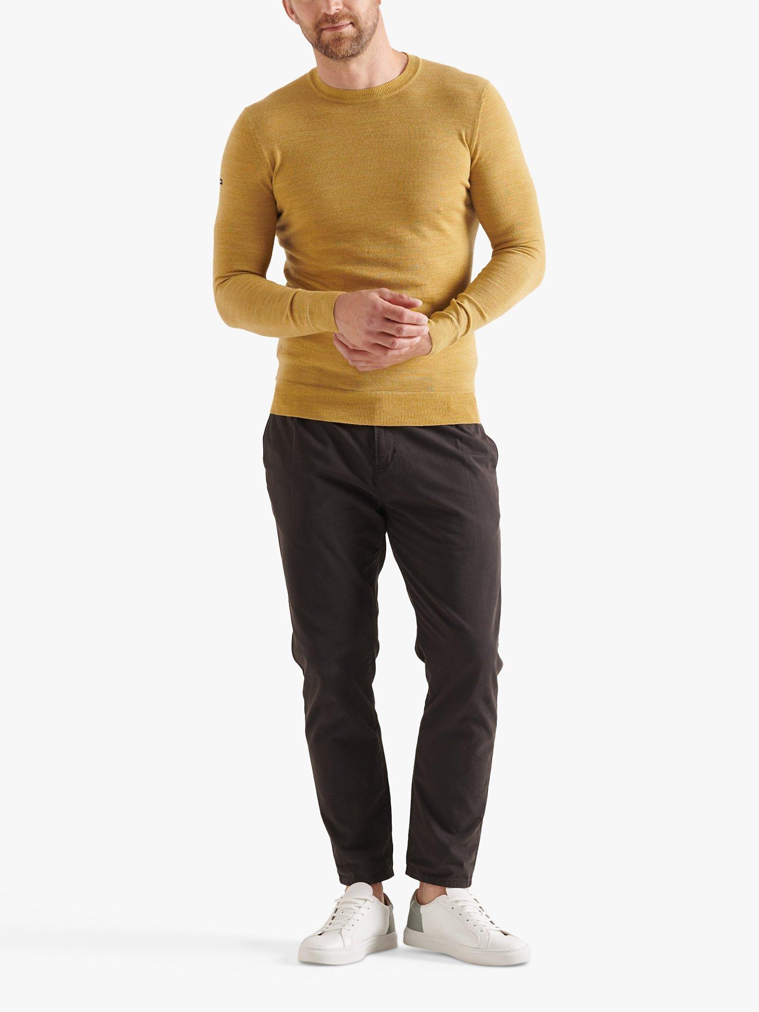 Product image 3 of 7, which shows Superdry Merino Wool Lightweight Crew Jumper, Dark Chartreuse Marl, S