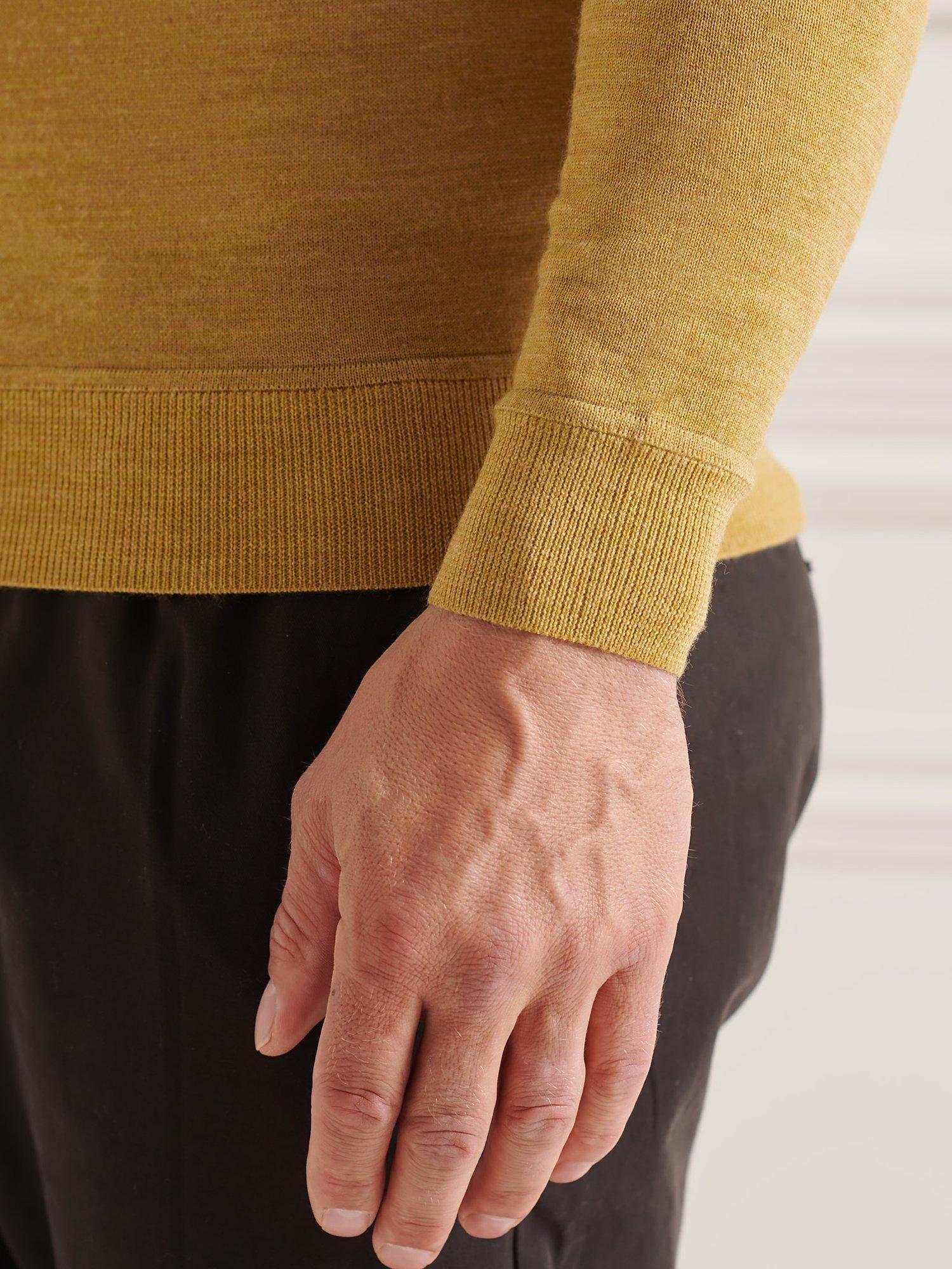 Product image 7 of 7, which shows Superdry Merino Wool Lightweight Crew Jumper, Dark Chartreuse Marl, S