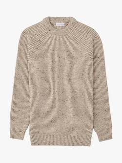 Celtic & Co. Ribbed Fishermans Jumper, Oatmeal Fleck - view 2, Oatmeal Fleck