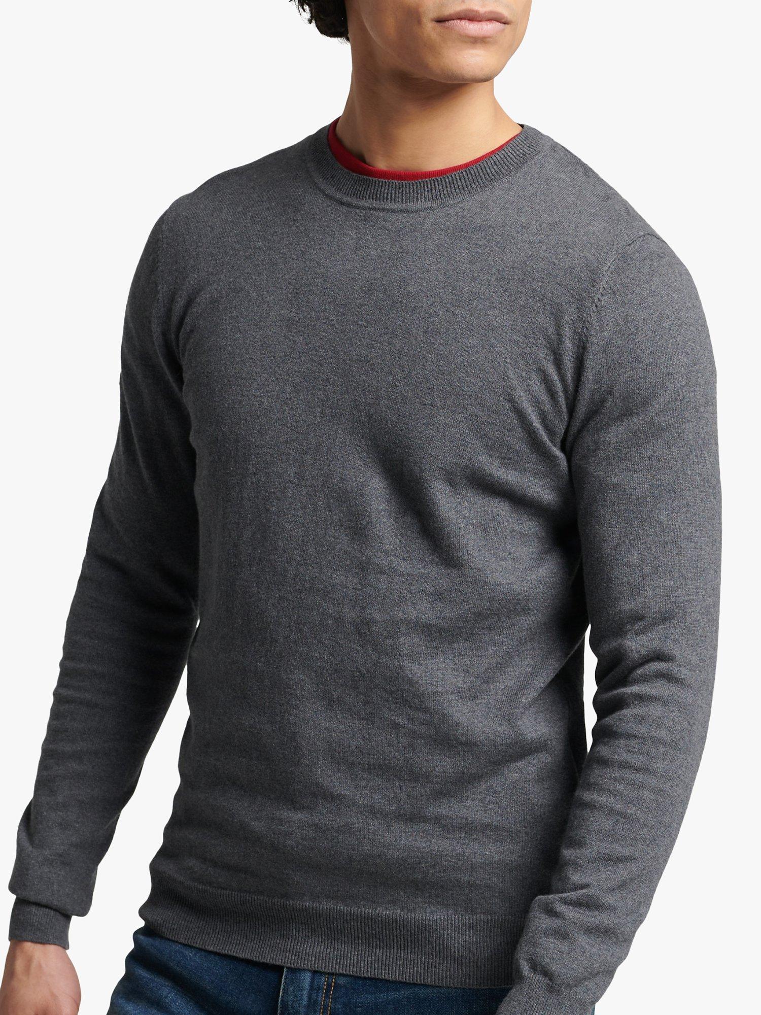Superdry Vintage Embroidered Cashmere Blend Jumper, Gull Grey Marl