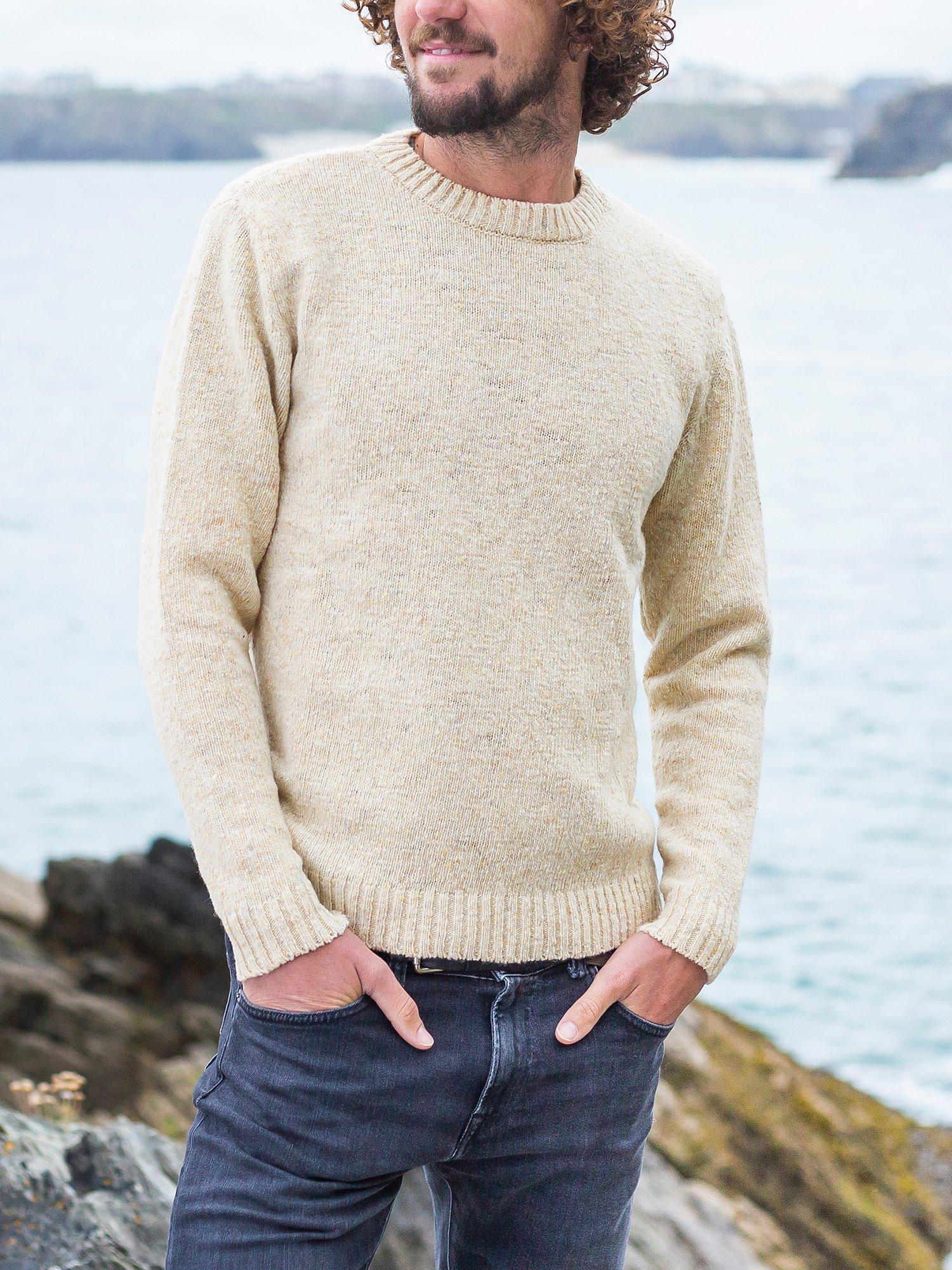 Celtic & Co. Cable Knit Crew Neck Jumper, Oatmeal, S