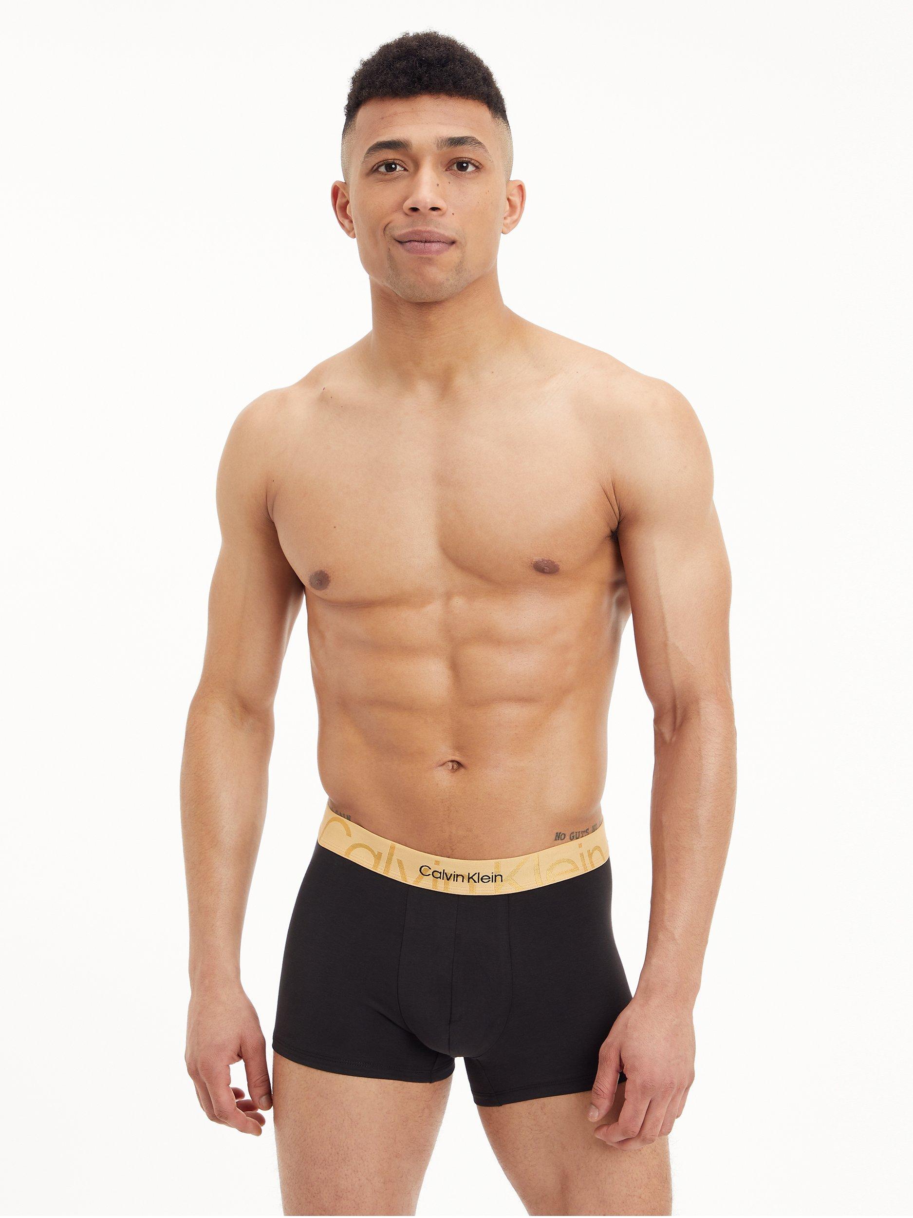 Calvin Klein Embossed Icon Cotton Stretch Trunks, Black/Gold