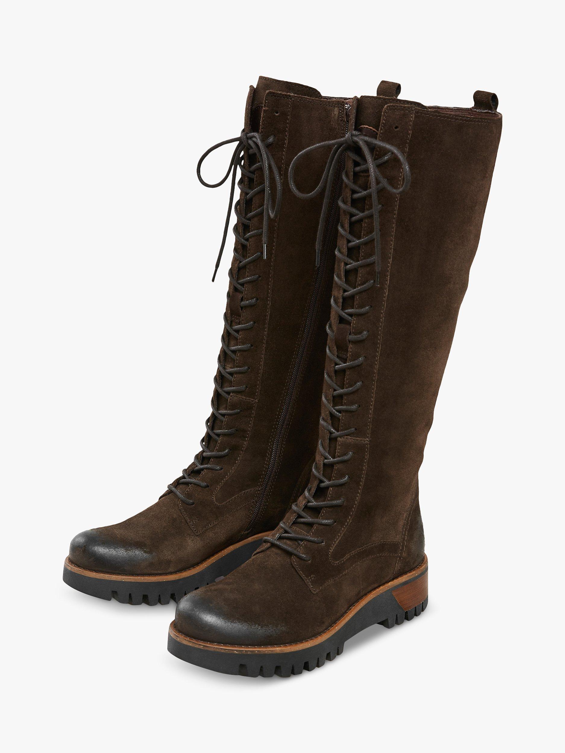 Celtic & Co. Wilderness Suede Lace Up Knee High Boots, Ebony