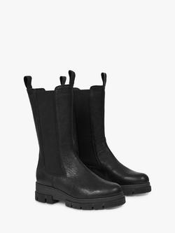 Celtic & Co. Chunky Tall Leather Chelsea Boot, Black - view 2, Black