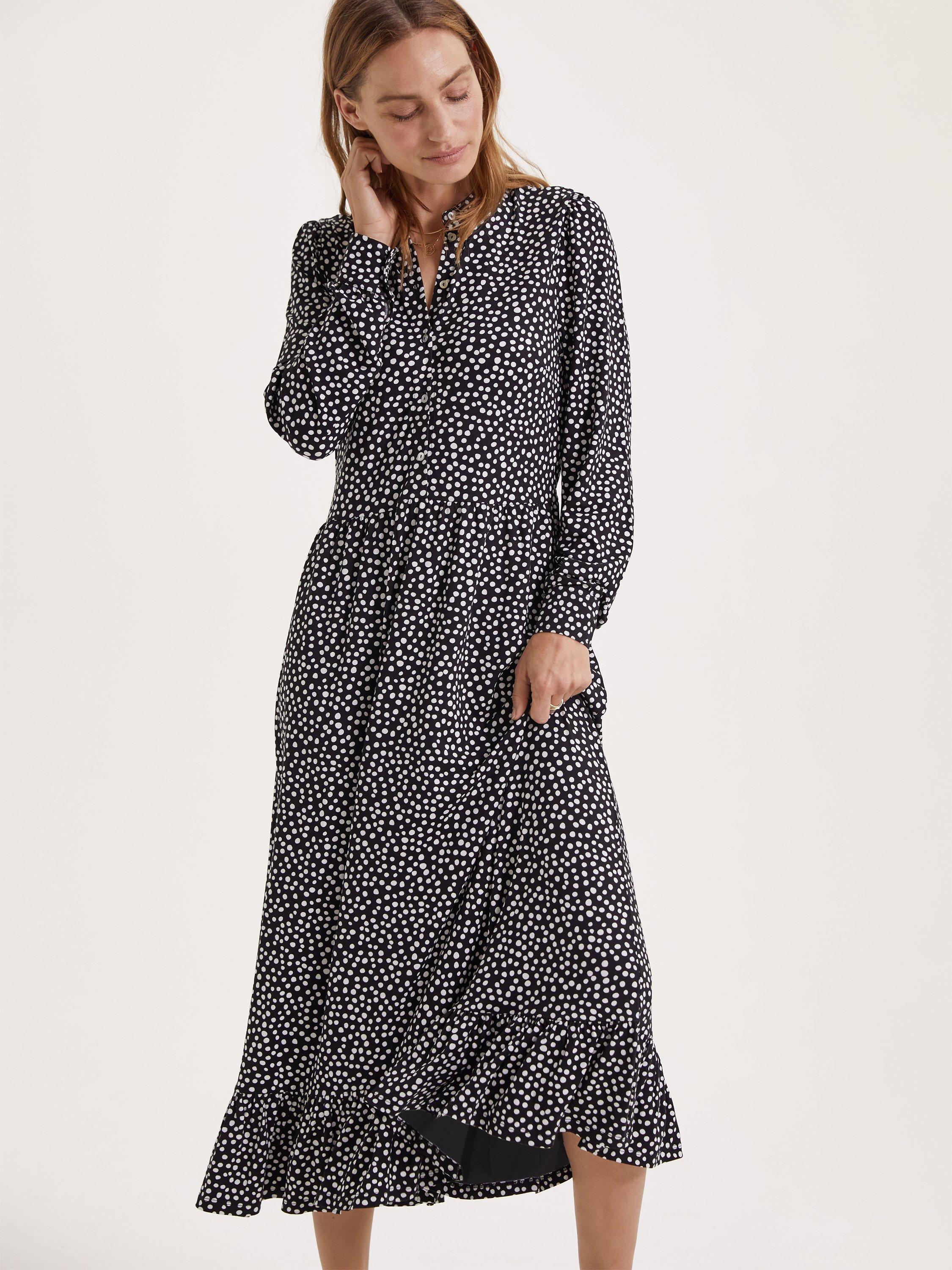 Baukjen Bayla Spotted Jersey Dress, Caviar Black