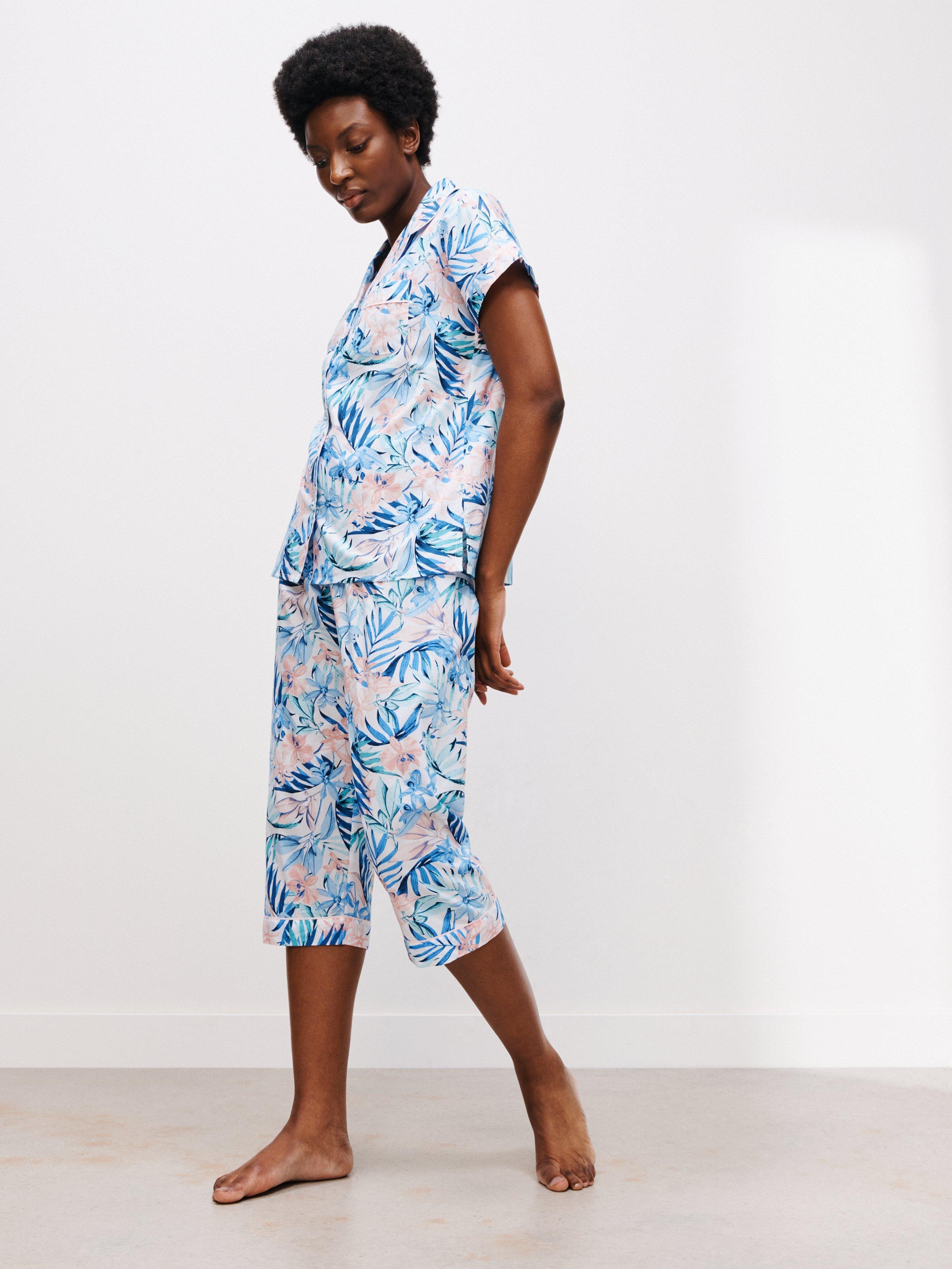 John Lewis Floral Cropped Shirt Pyjama Set, Multi