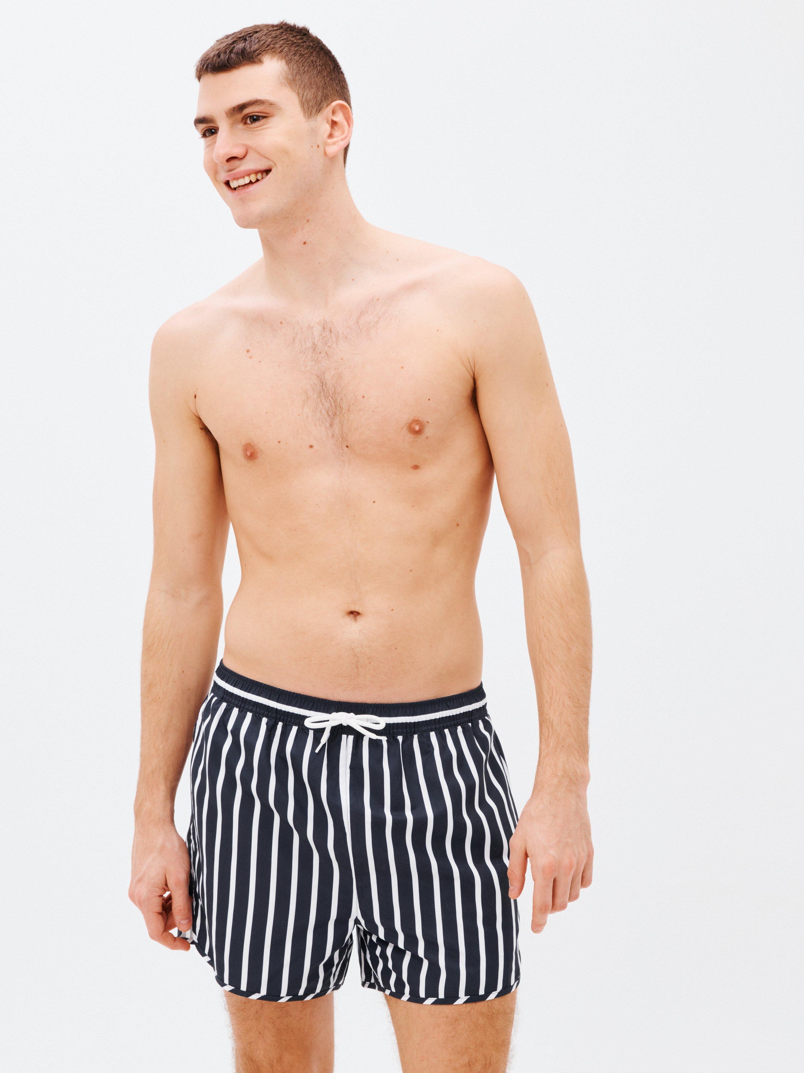 John Lewis ANYDAY Recycled Polyester Swim Shorts, Navy Stripe