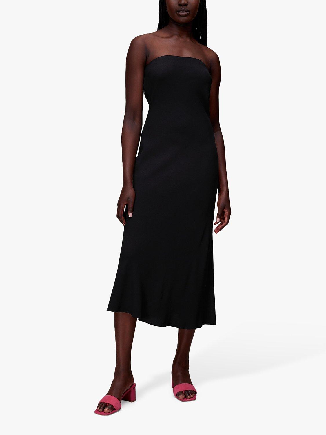 Whistles Bandeau Strapless Midi Dress, Black