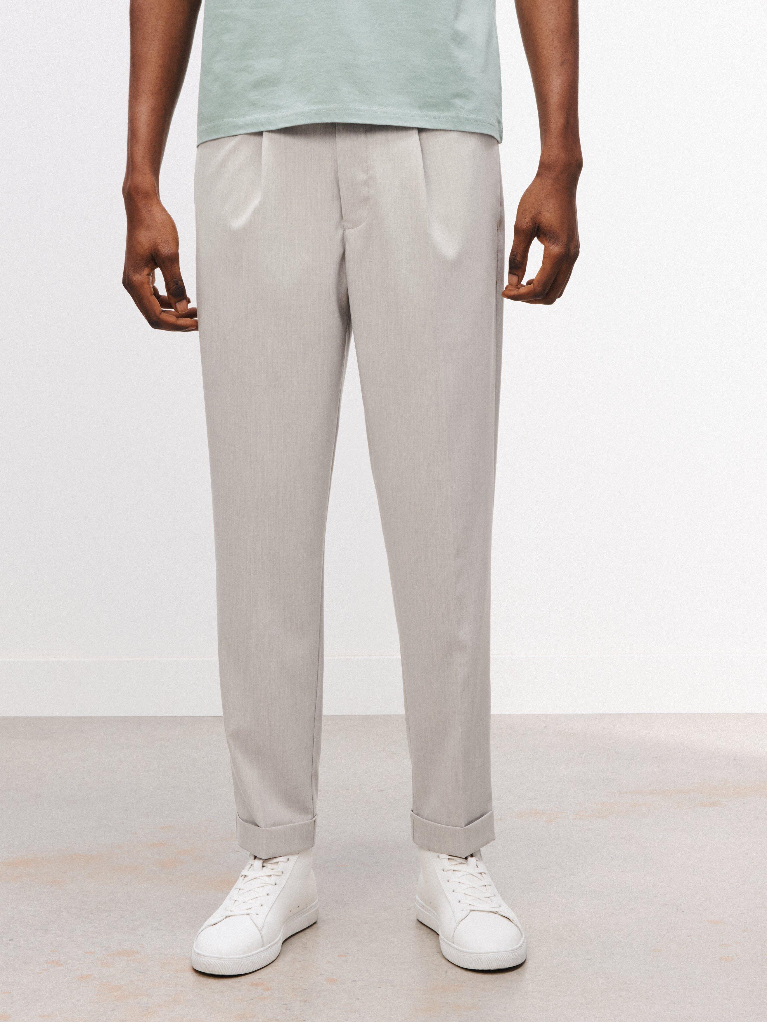 Kin Ankle Pleat Trousers, Light Grey, 34R