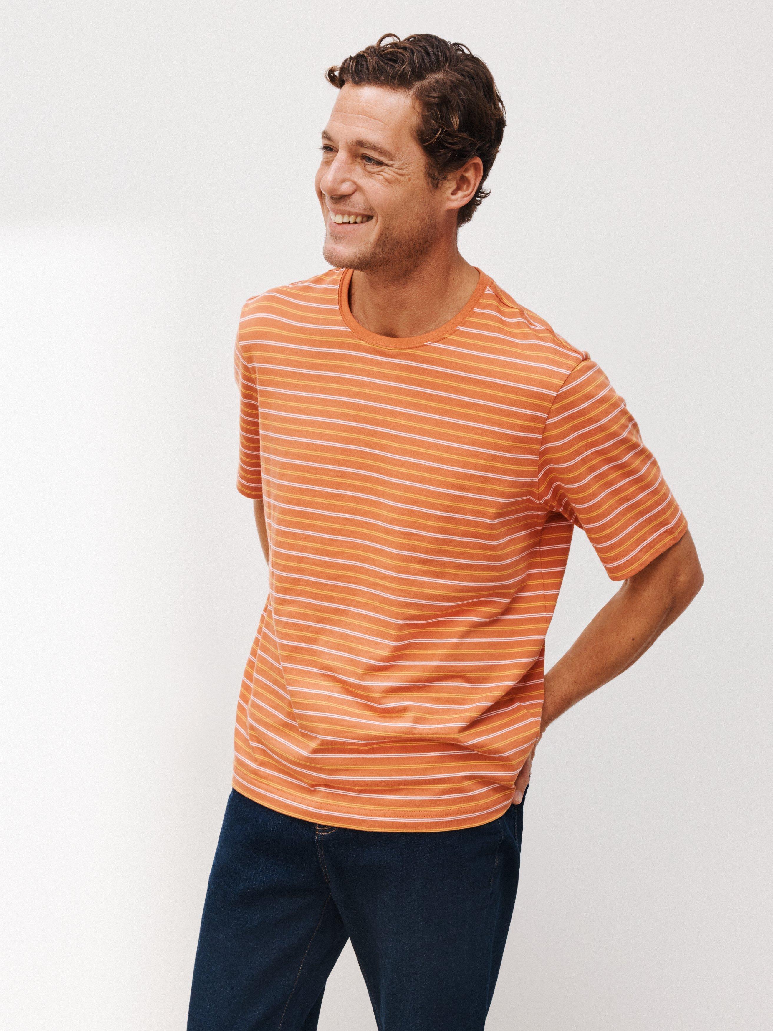 John Lewis Organic Cotton Stripe Lounge Top, Terracota Stripe