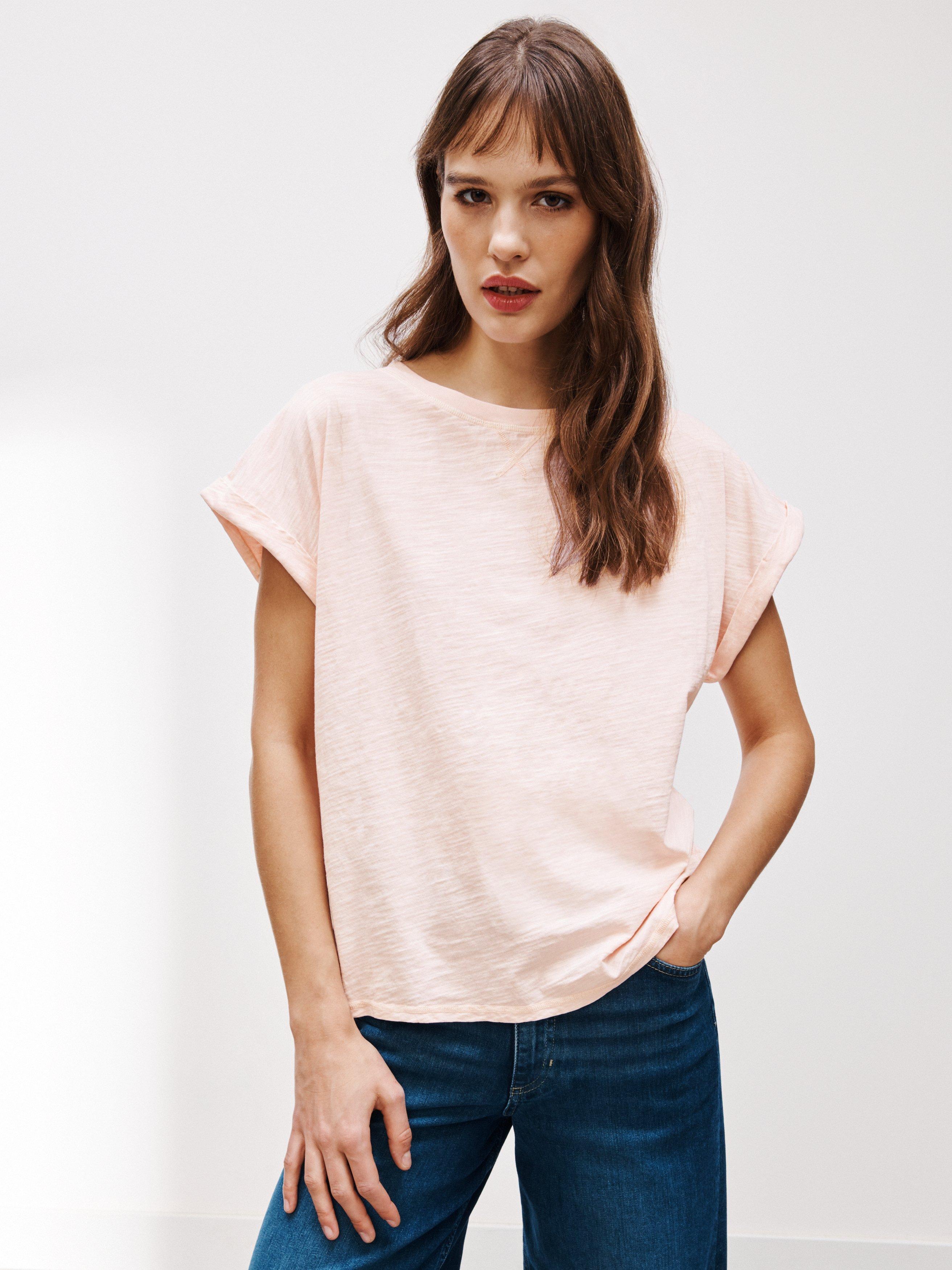 AND/OR Plain Cotton Cap Sleeve Tank T-Shirt, Pink, 6