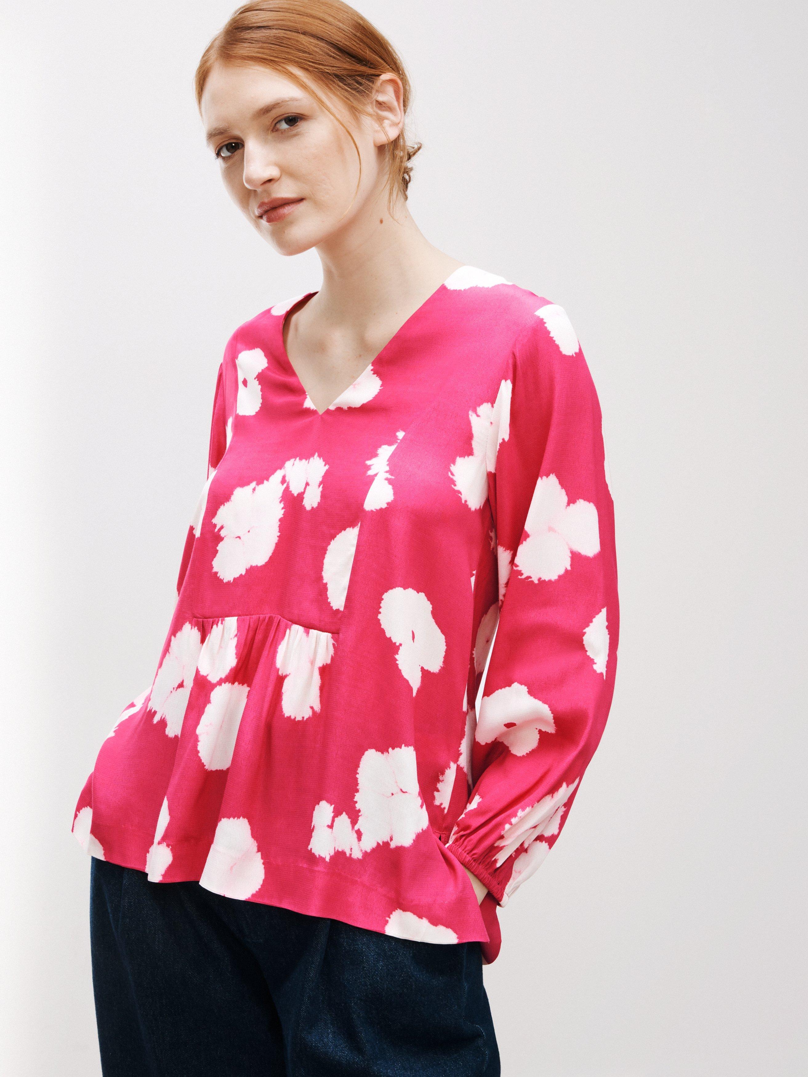 Kin Oversized Floral Smock V-Neck Blouse, Jazzy