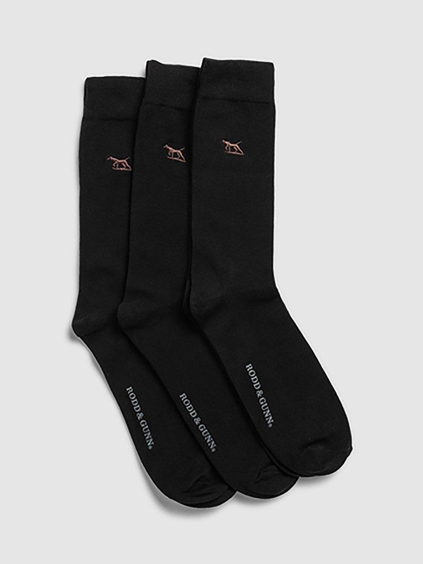 Product image 3 of 3, which shows Rodd & Gunn Dry Plains Crew Socks, Pack of 3, Nero, L
