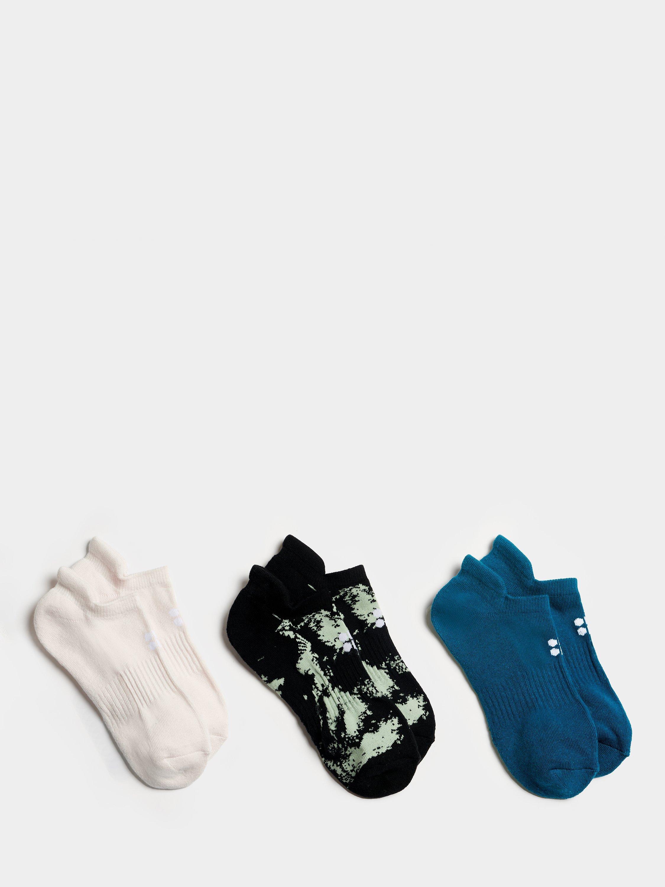 Sweaty Betty Workout Trainer Socks, Pack of 3, Teal/Multi