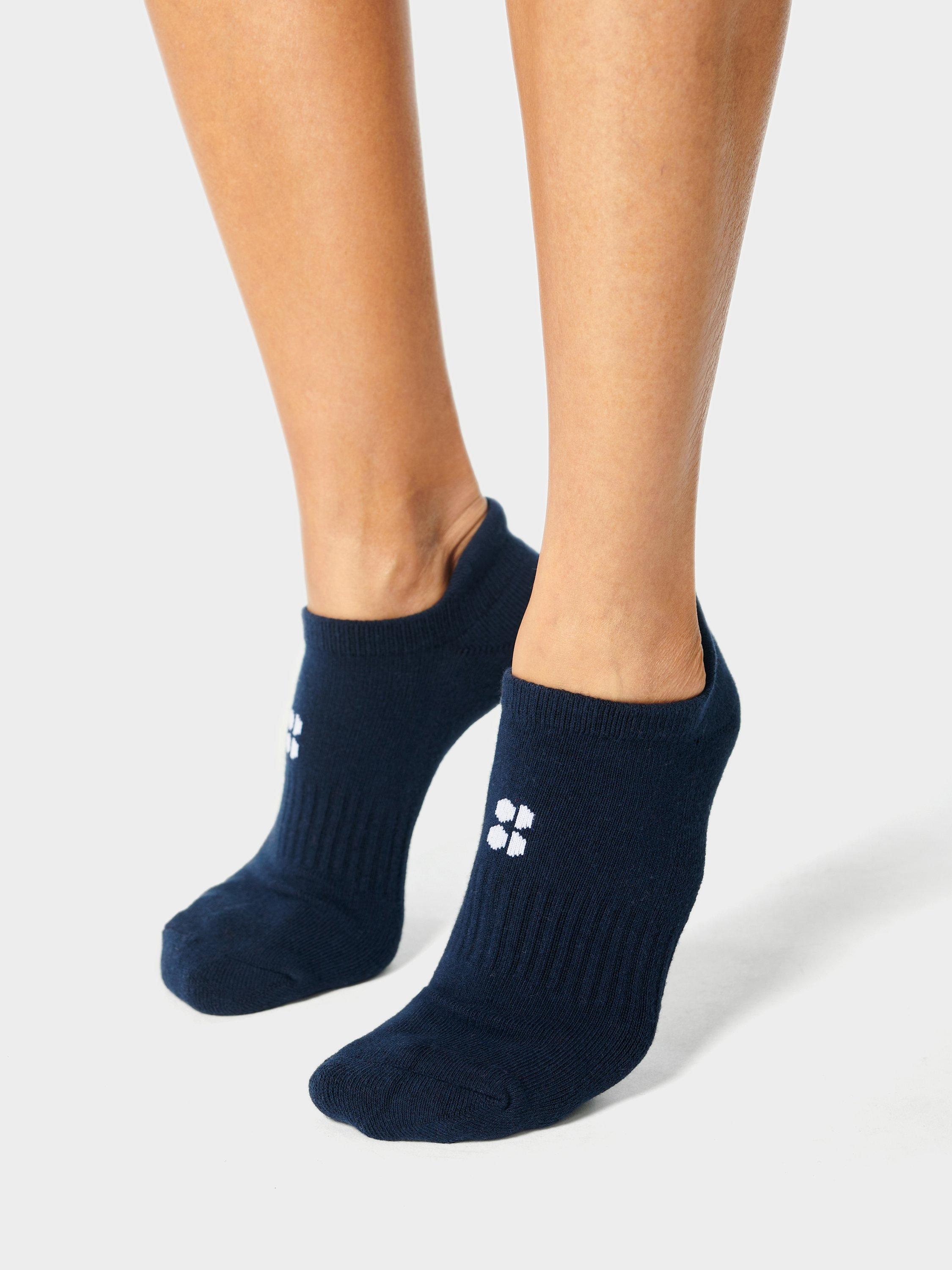 Product image 3 of 4, which shows Sweaty Betty Workout Trainer Socks, Pack of 3, Vine Red/Multi, S-M