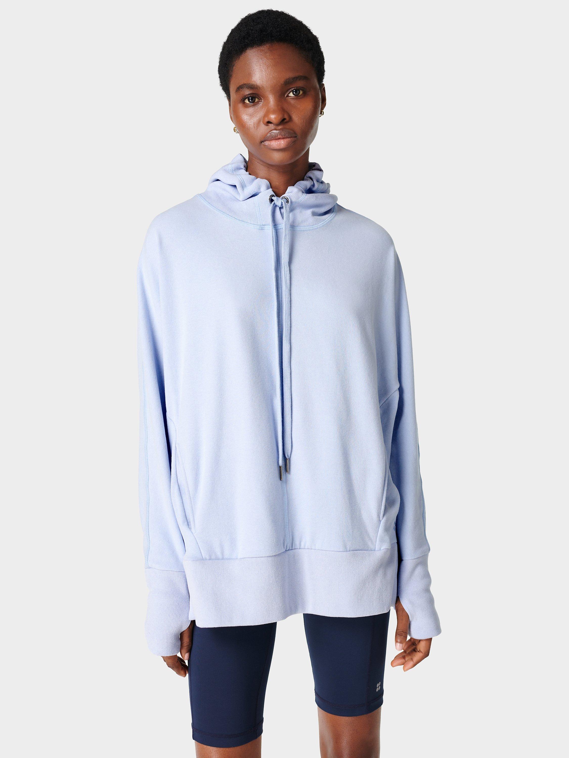 Sweaty Betty Liberate Luxe Fleece Hoodie, Breeze Blue