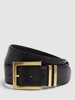 Reiss Brompton Leather Belt, Black, Black