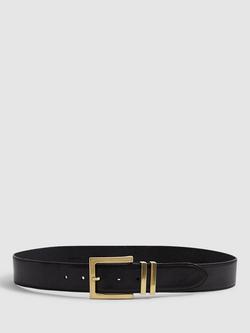 Reiss Brompton Leather Belt, Black - view 2, Black