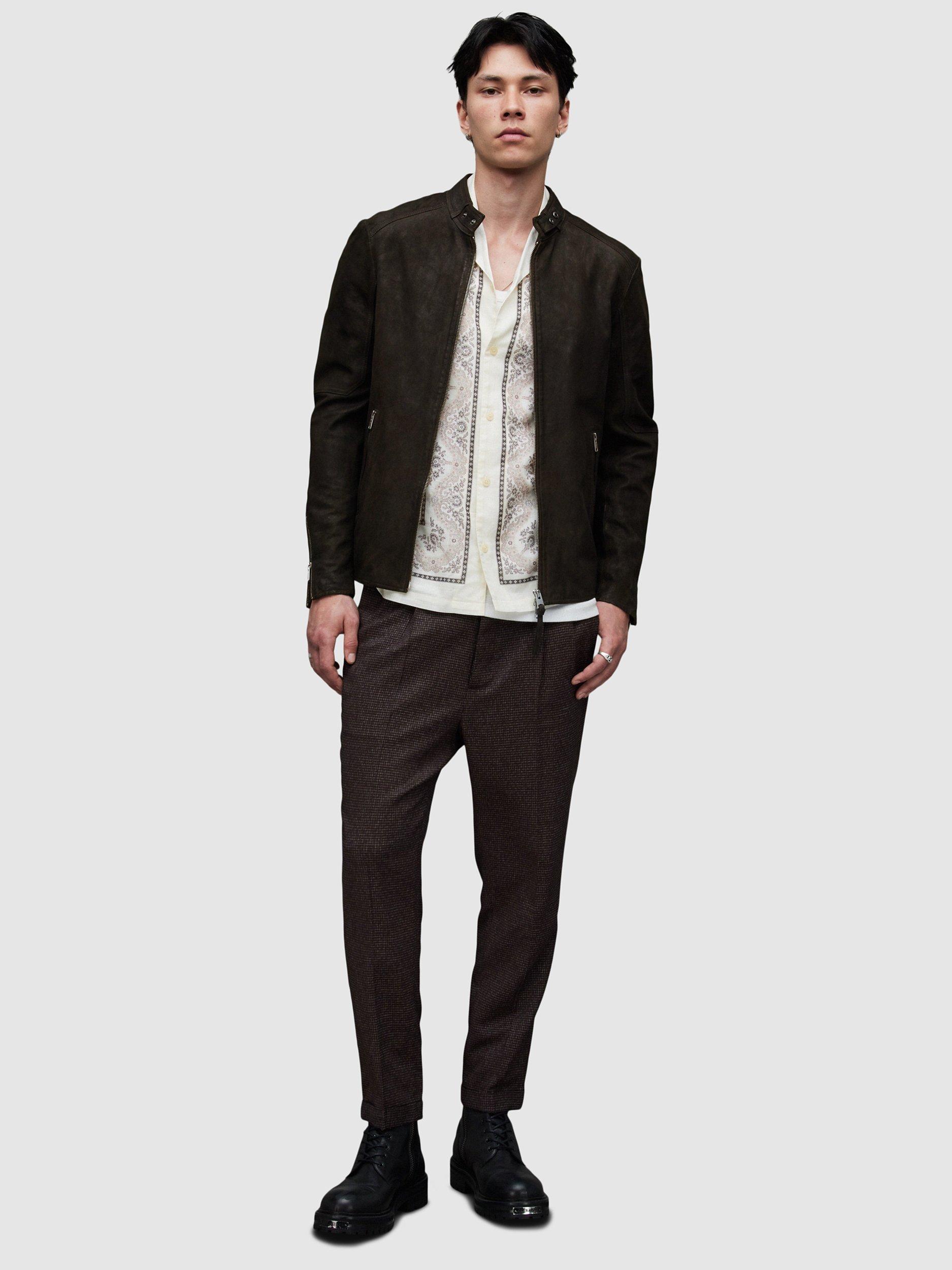 AllSaints Cora Leather Jacket, Anthracite Grey, XS