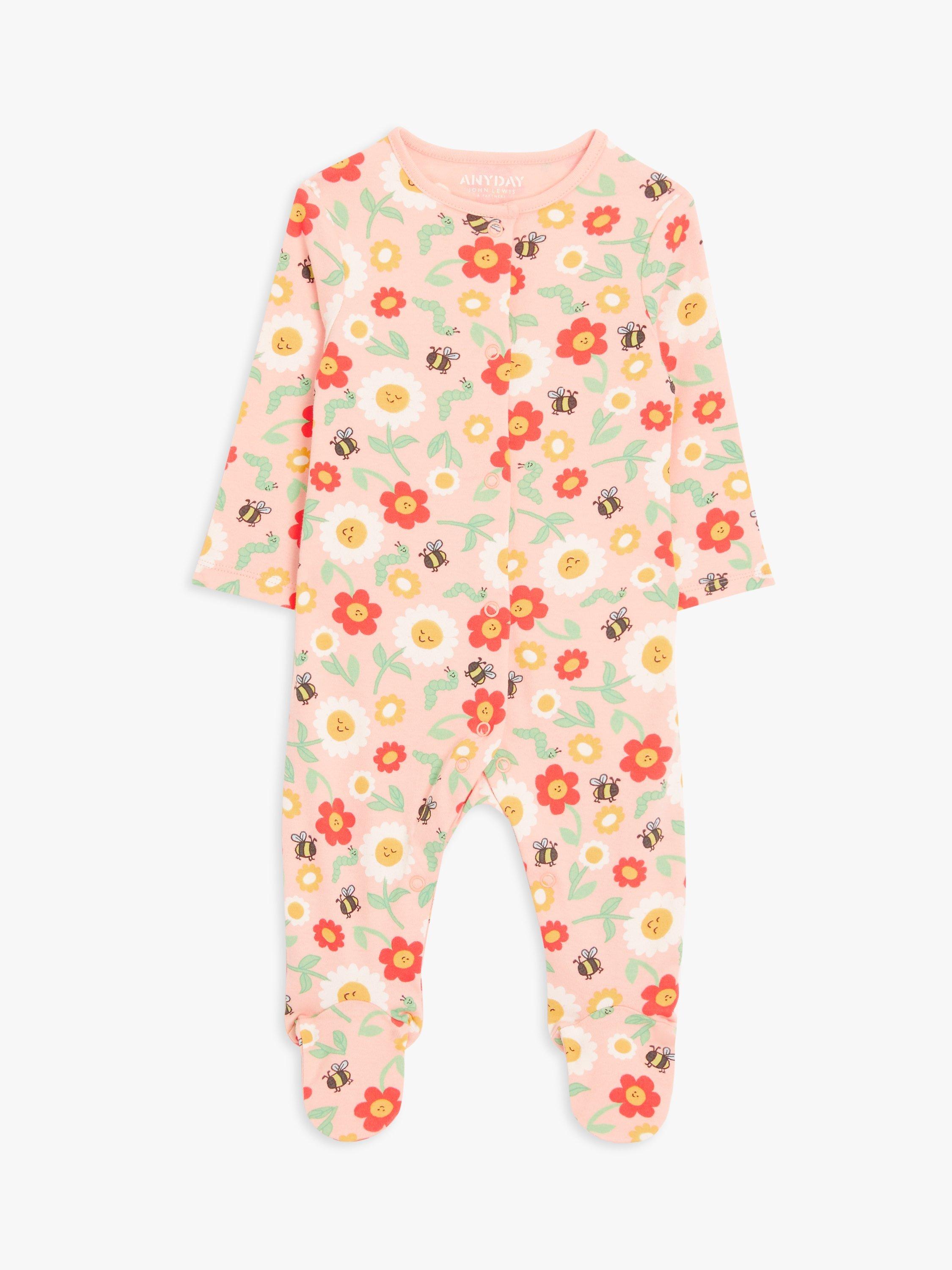 John Lewis ANYDAY Baby Floral Sleepsuit, Pink