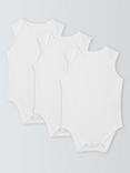 John Lewis Baby Pima Cotton Sleeveless Bodysuit, Pack of 3, White