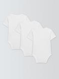 John Lewis Baby Pima Cotton Short Sleeve Bodysuit, Pack of 3, White