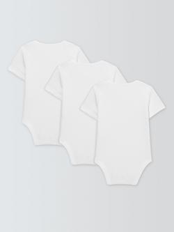 John Lewis Baby Pima Cotton Short Sleeve Bodysuit, Pack of 3, White - view 2, White