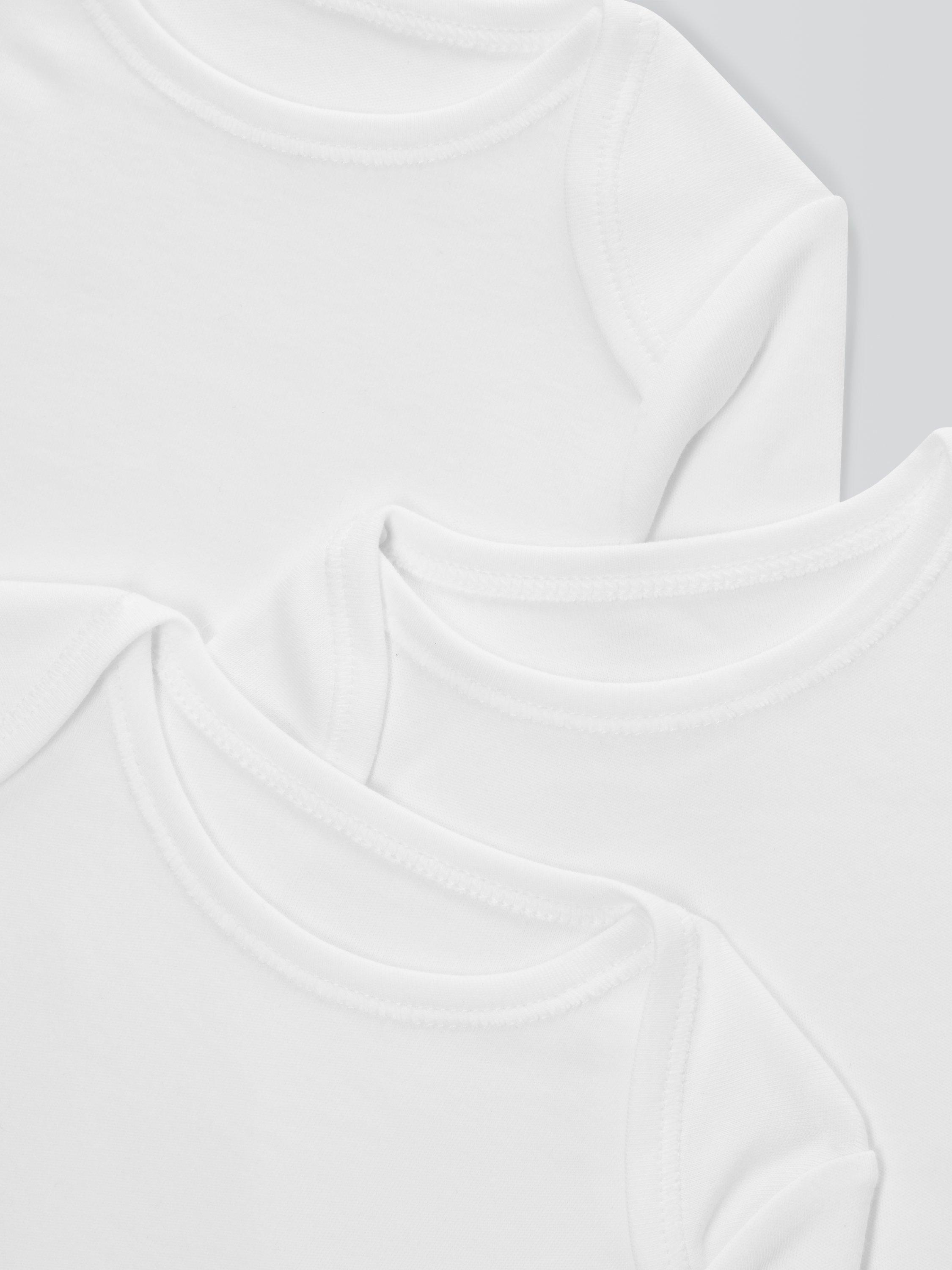 Product image 3 of 3, which shows John Lewis Baby Pima Cotton Long Sleeve Bodysuit, Pack of 3, White, 9-12 months
