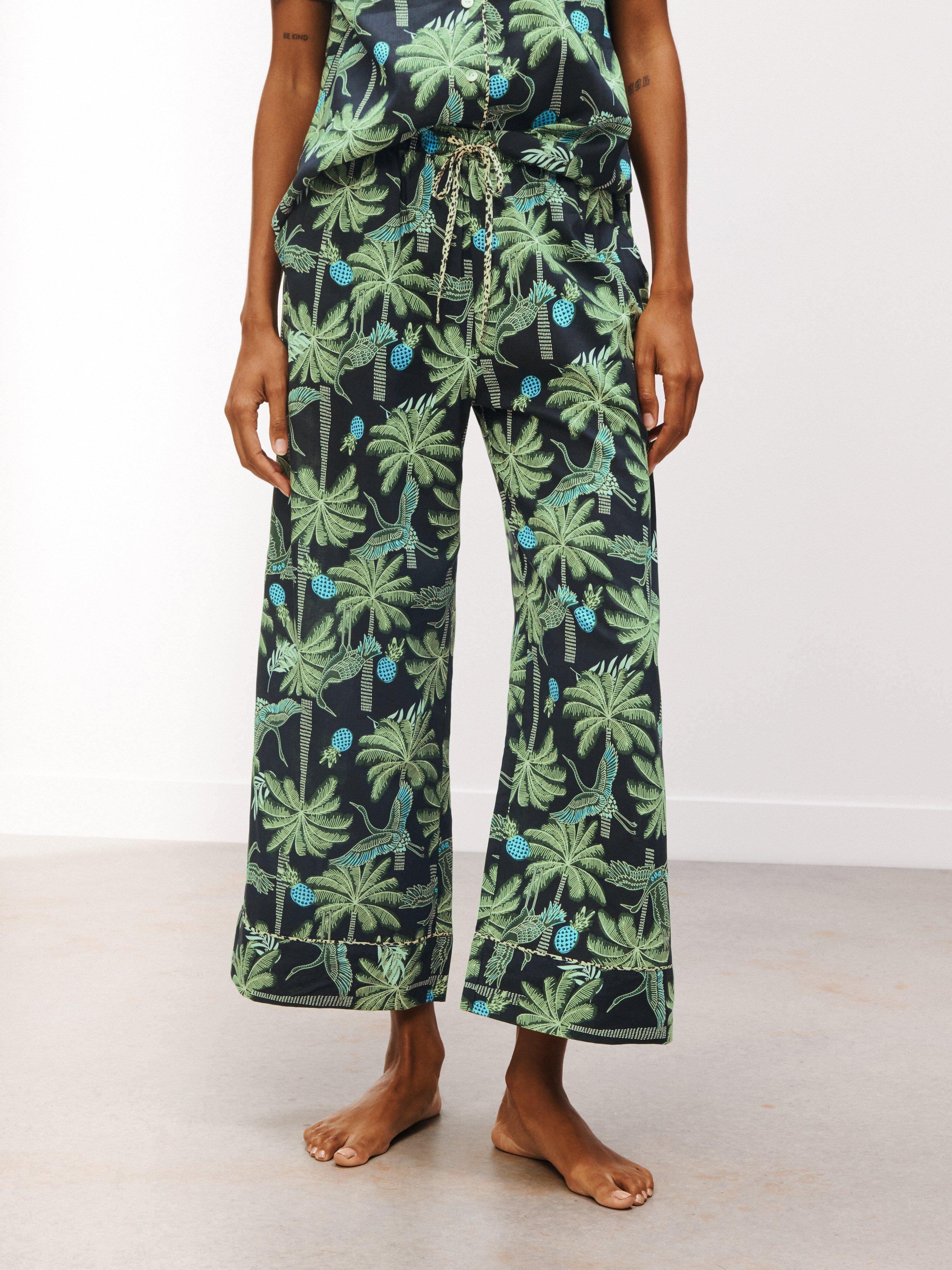 AND/OR Tropical Crane Pyjama Bottoms, Green