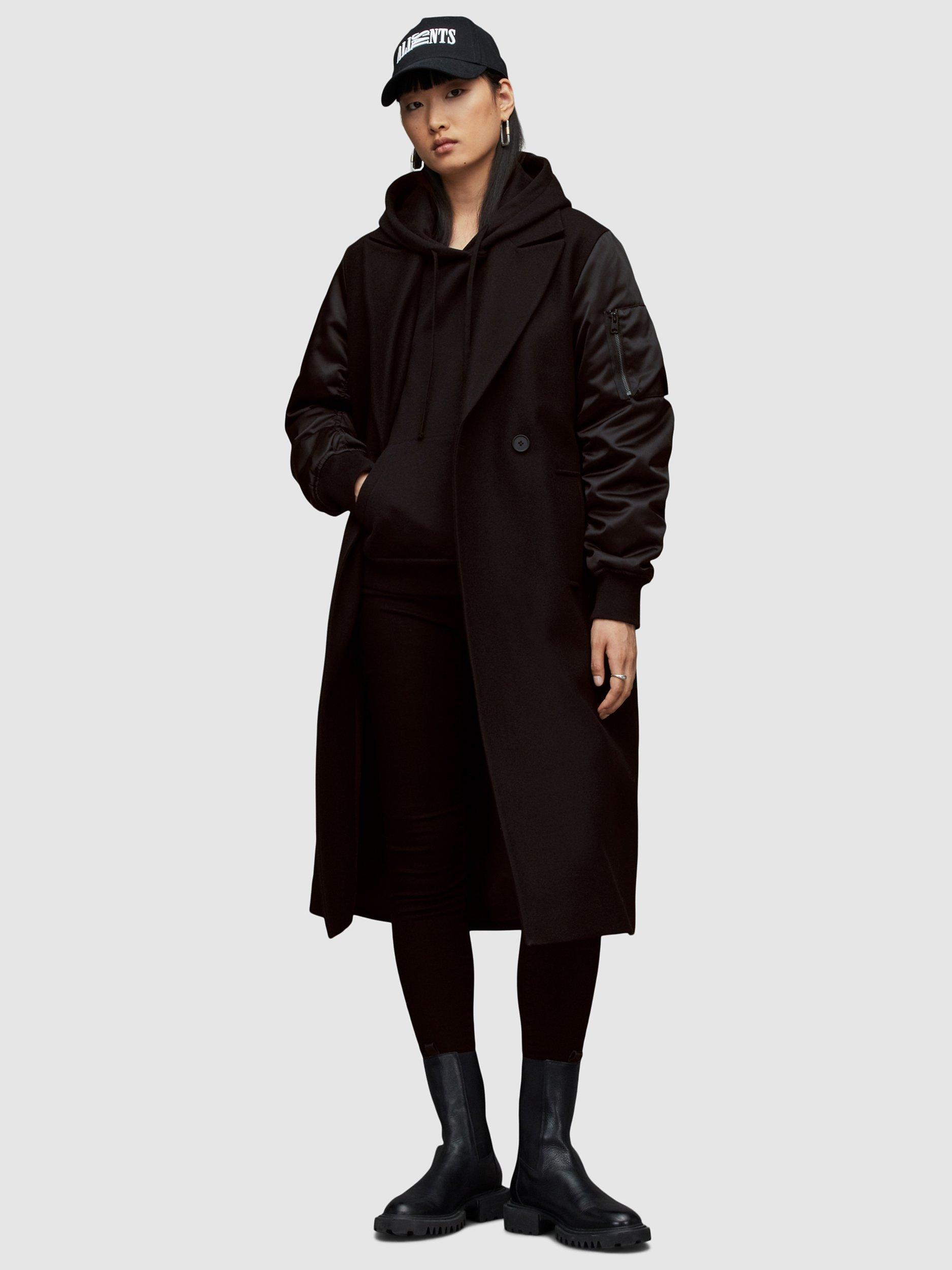 AllSaints Paulah Hooded Coat, Black