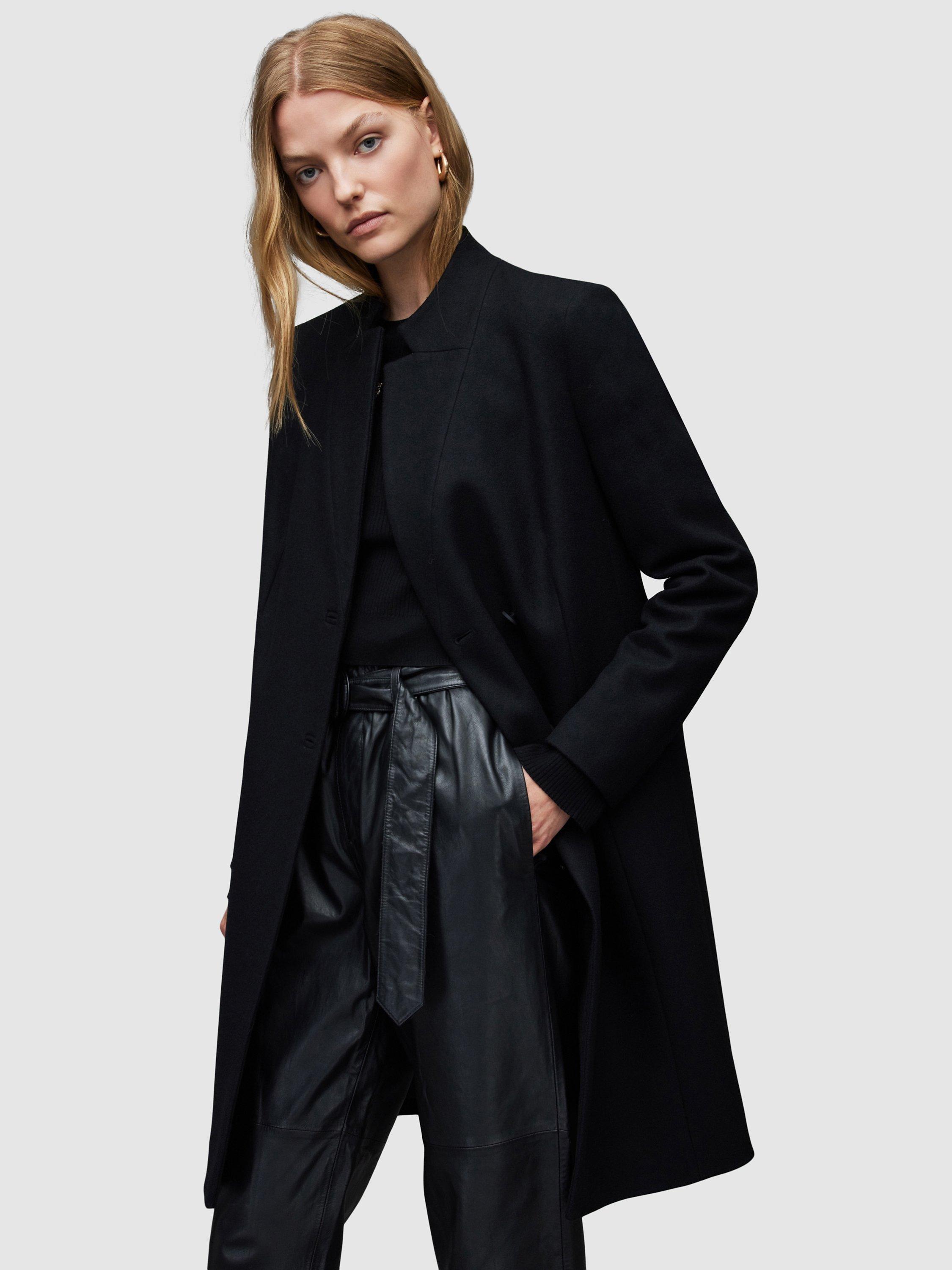 AllSaints Sidney Wool Blend Coat, Black