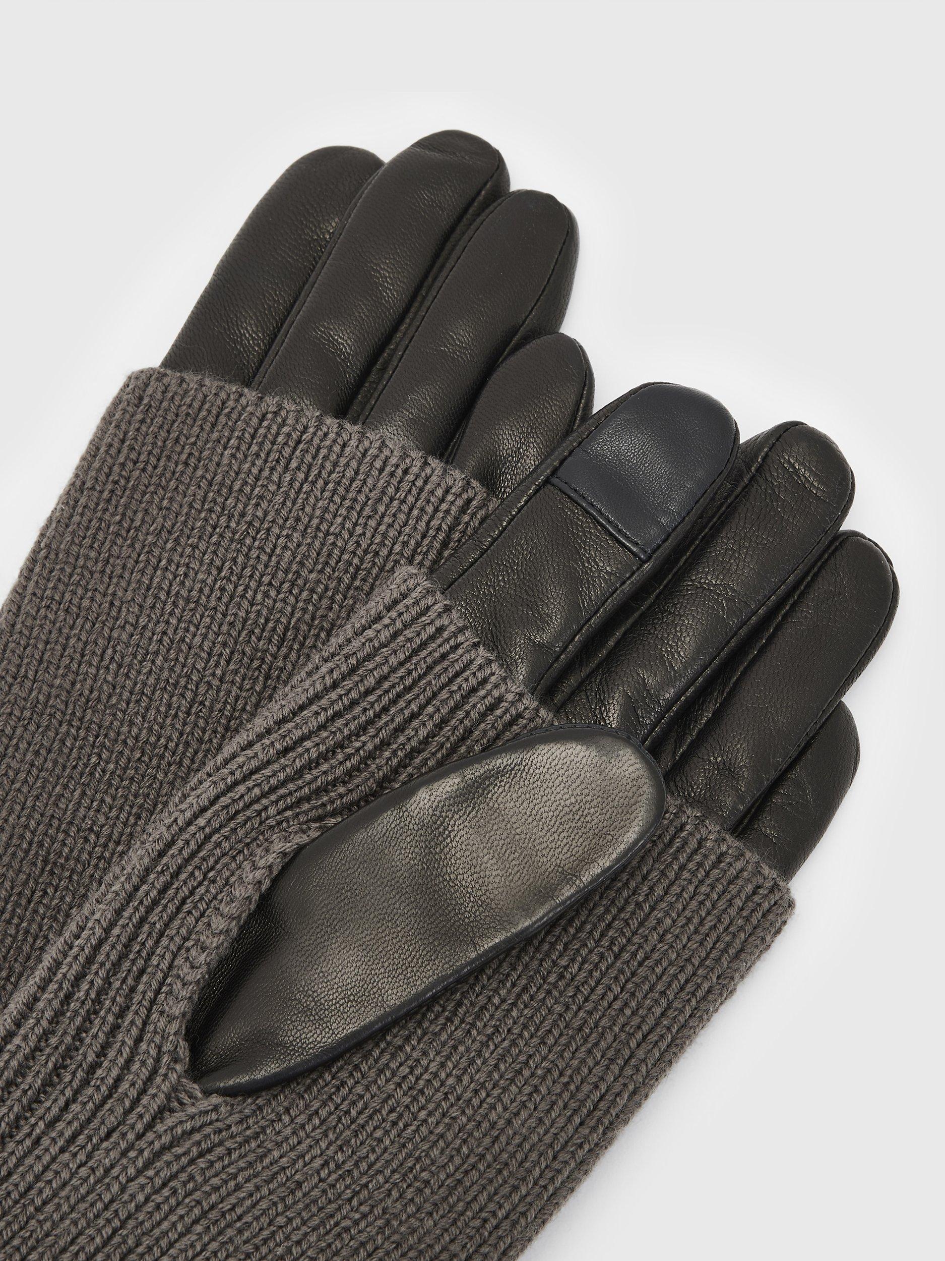Product image 3 of 4, which shows AllSaints Zoya Leather Gloves, Charcoal Grey, XS