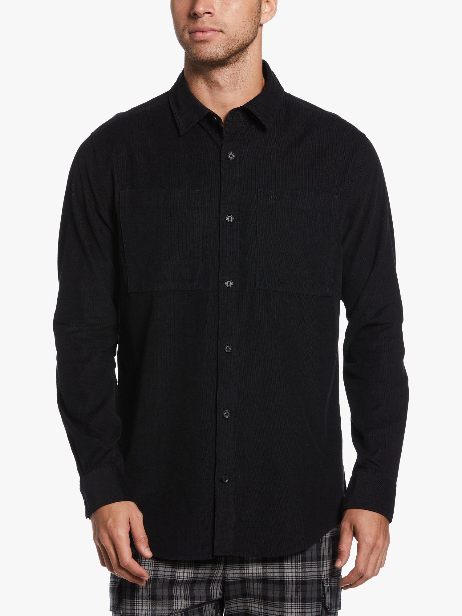 Original Penguin Double Chest Pocket Corduroy Shirt, 010 True Black
