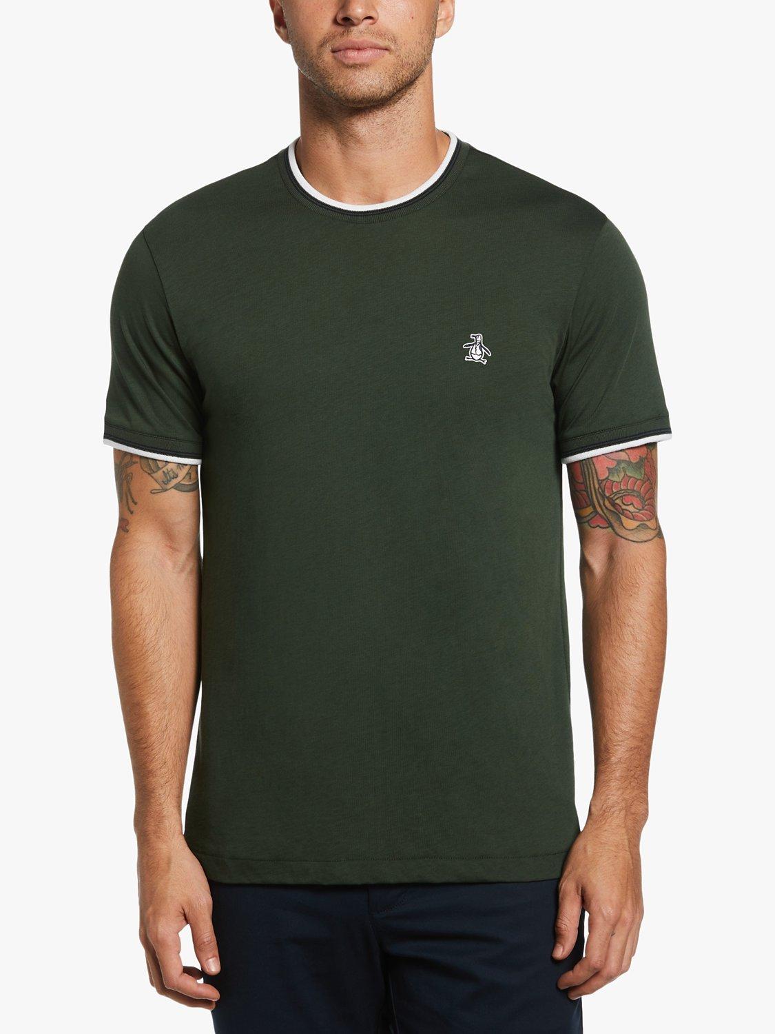 Original Penguin Ringer Organic Cotton Crew Neck T-Shirt, Deep Forest