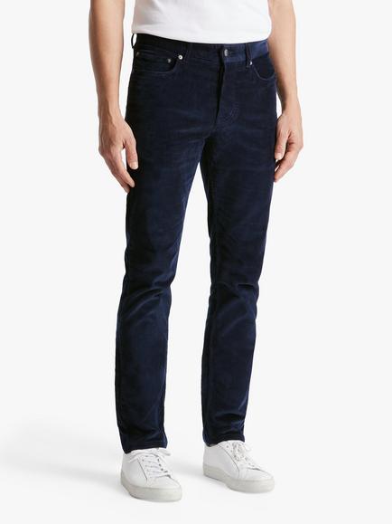 SPOKE Italian Cord Fives Narrow Thigh Slim Chinos, Navy
