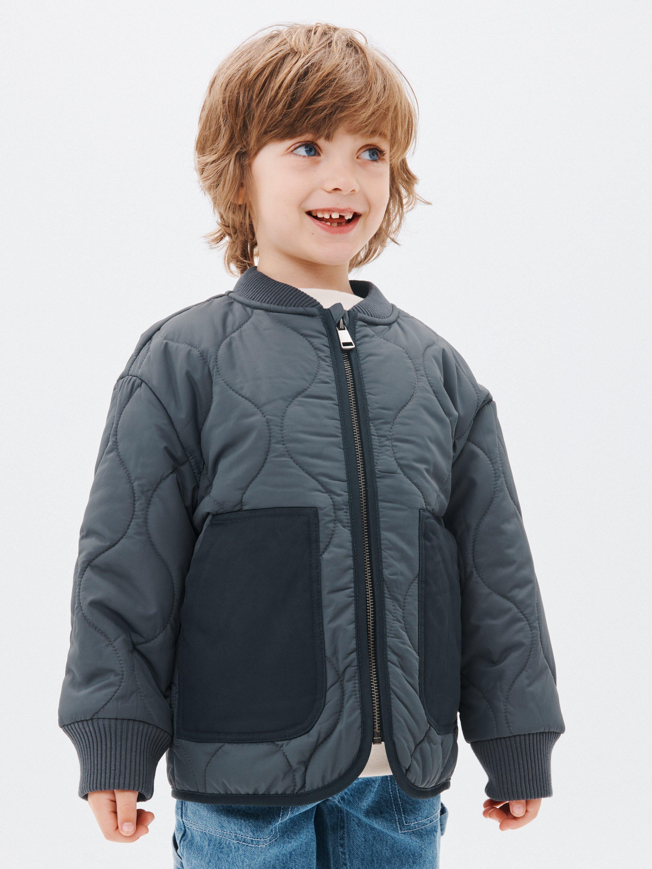 John Lewis Kids' Plain Onion Quilted Bomber Jacket, Navy