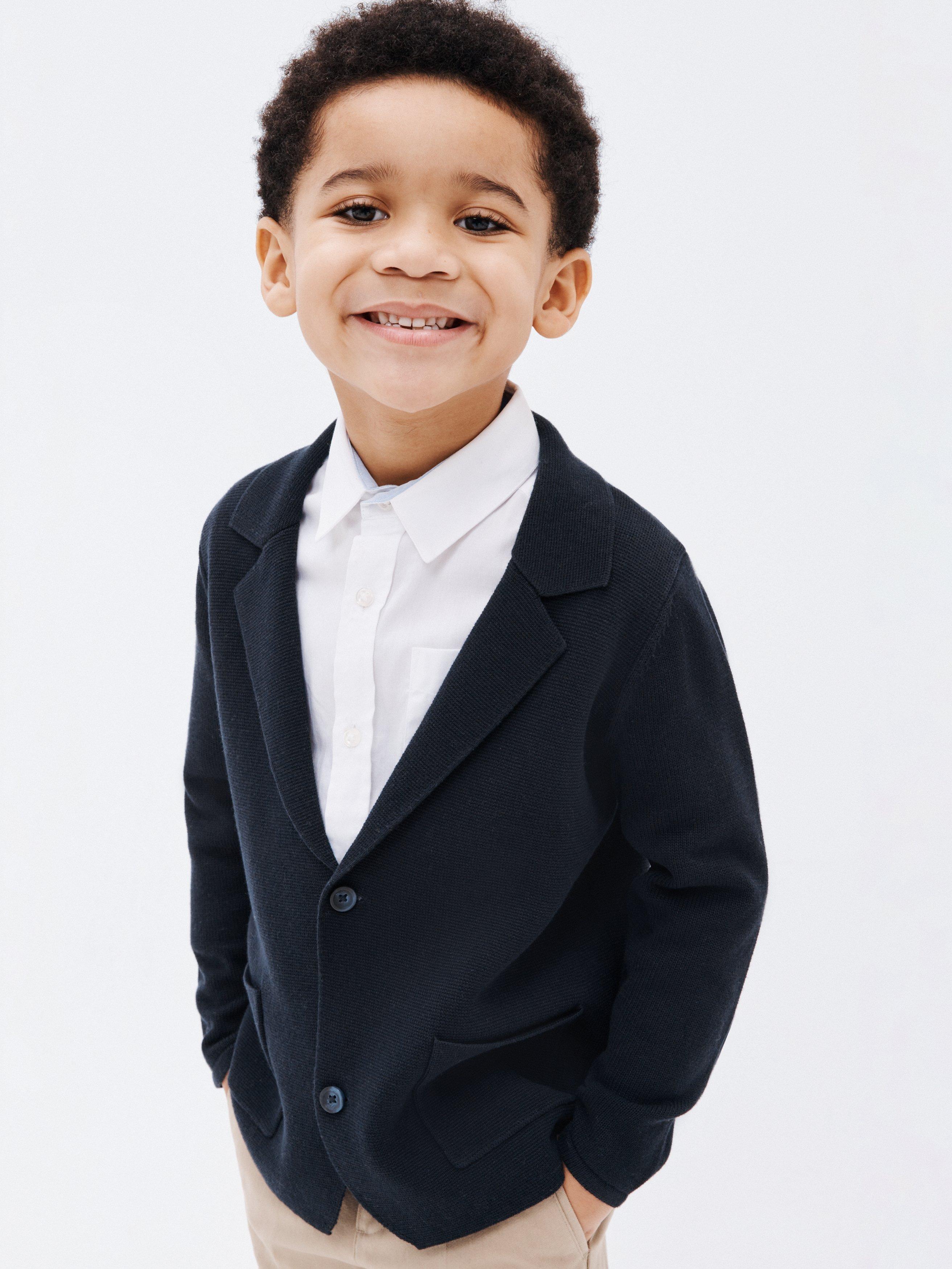 John Lewis Heirloom Collection Kids' Plain Milano Cotton Blazer, Blue