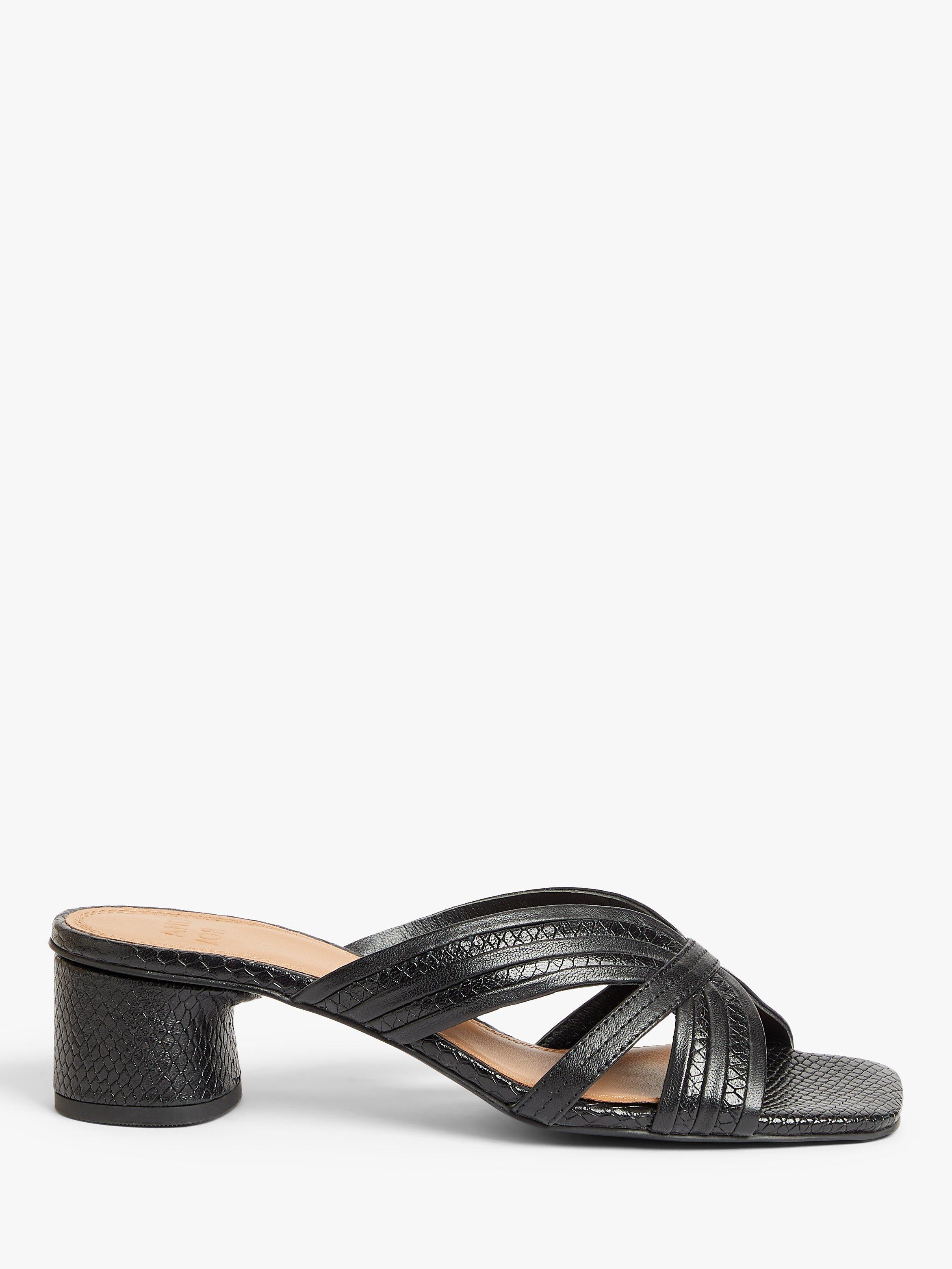 AND/OR Ivorie Leather Dressy Low Block Heel Mule Sandals, Black