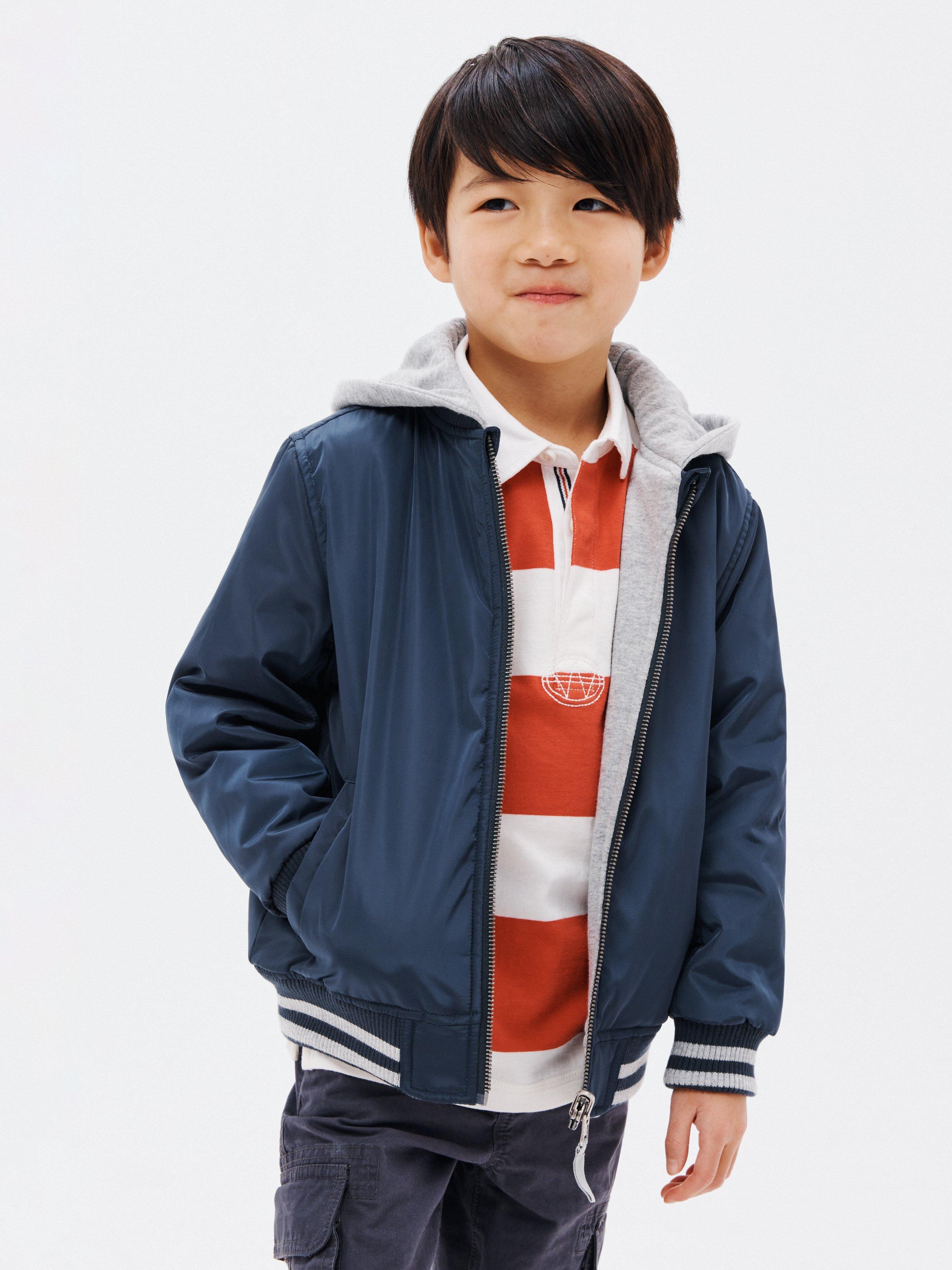 John Lewis Kids' Plain Reversible Bomber Jacket, Navy