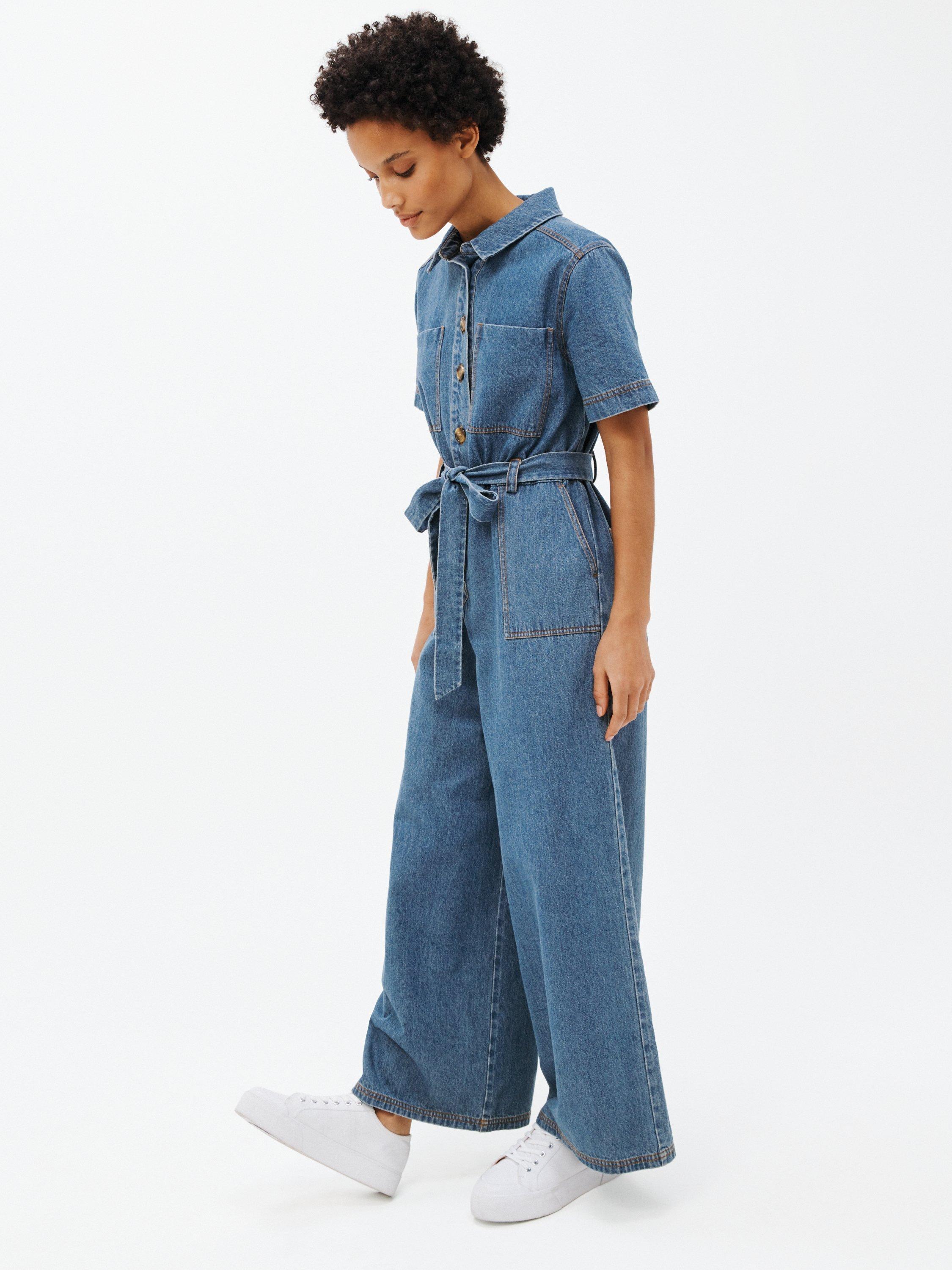 John Lewis ANYDAY Denim Wide Leg Jumpsuit, Blue