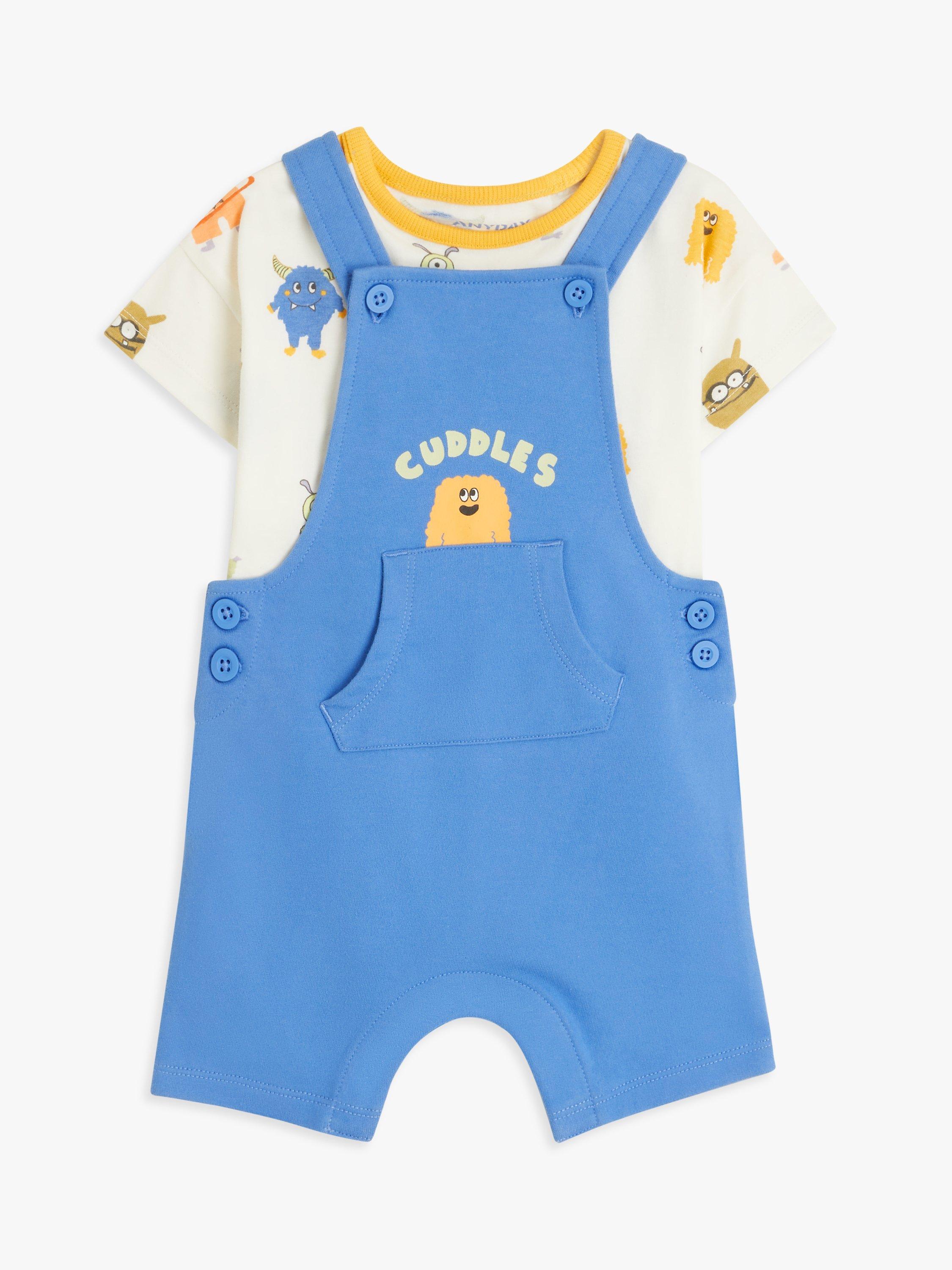 John Lewis ANYDAY Baby Monster Short Dungaree & Tee Set