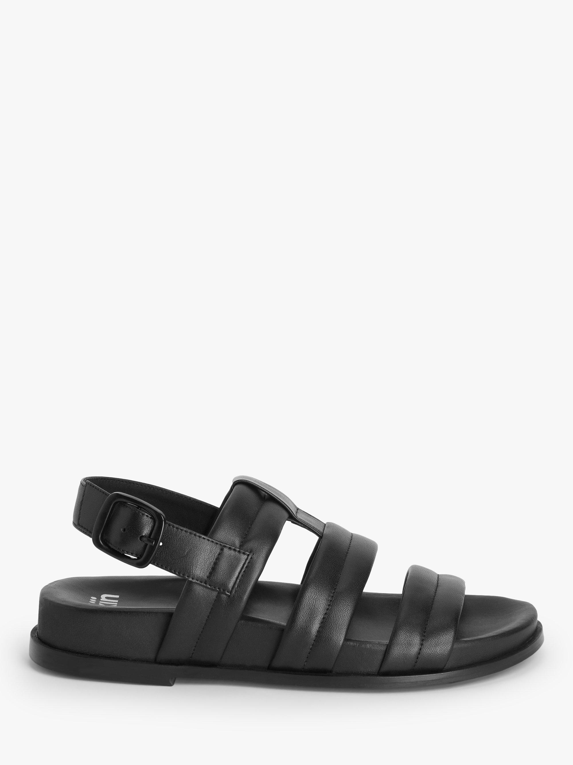 Kin Love Leather Footbed Sandals, Black