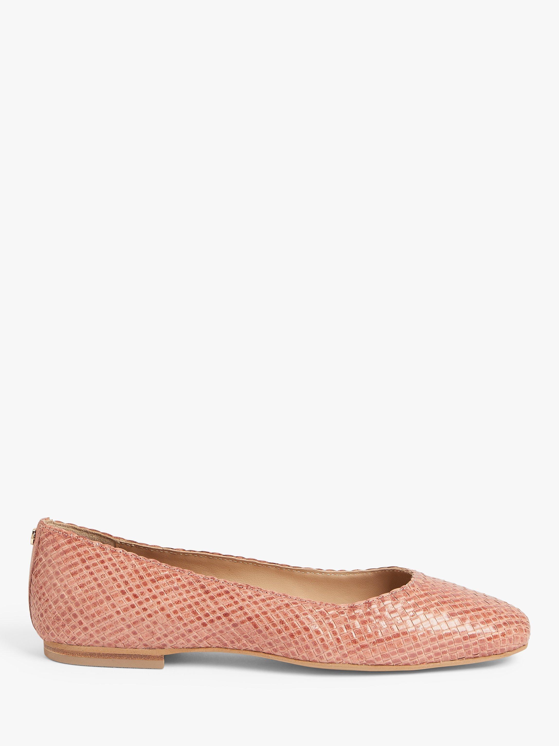 John Lewis Holly Leather Woven Ballerina Pumps, Blush
