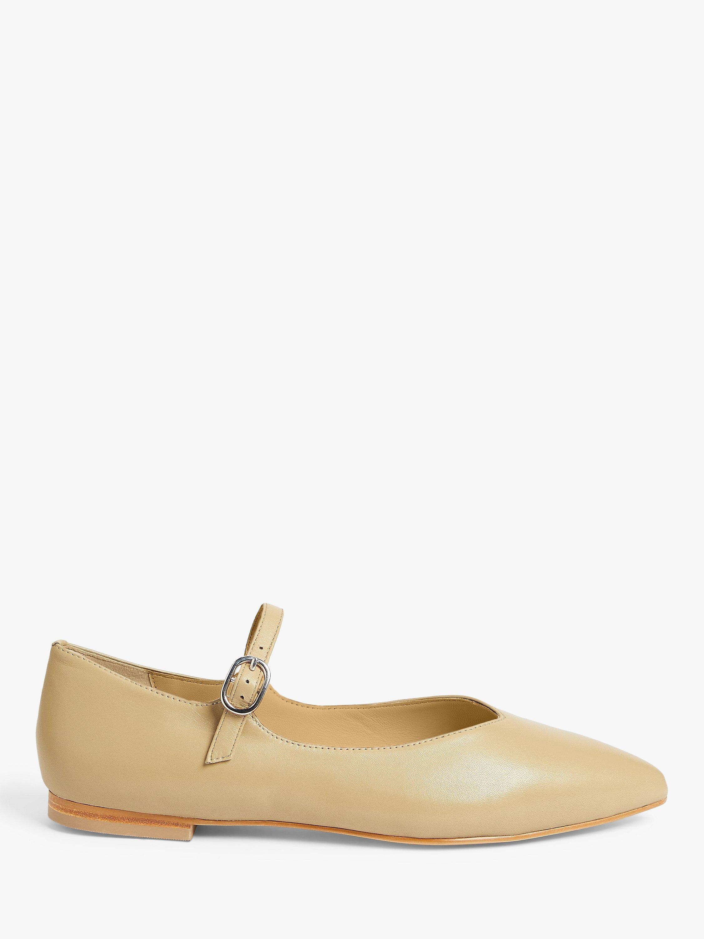 John Lewis Harper Leather Pointed Toe Ballerina Pumps, Taupe, 7