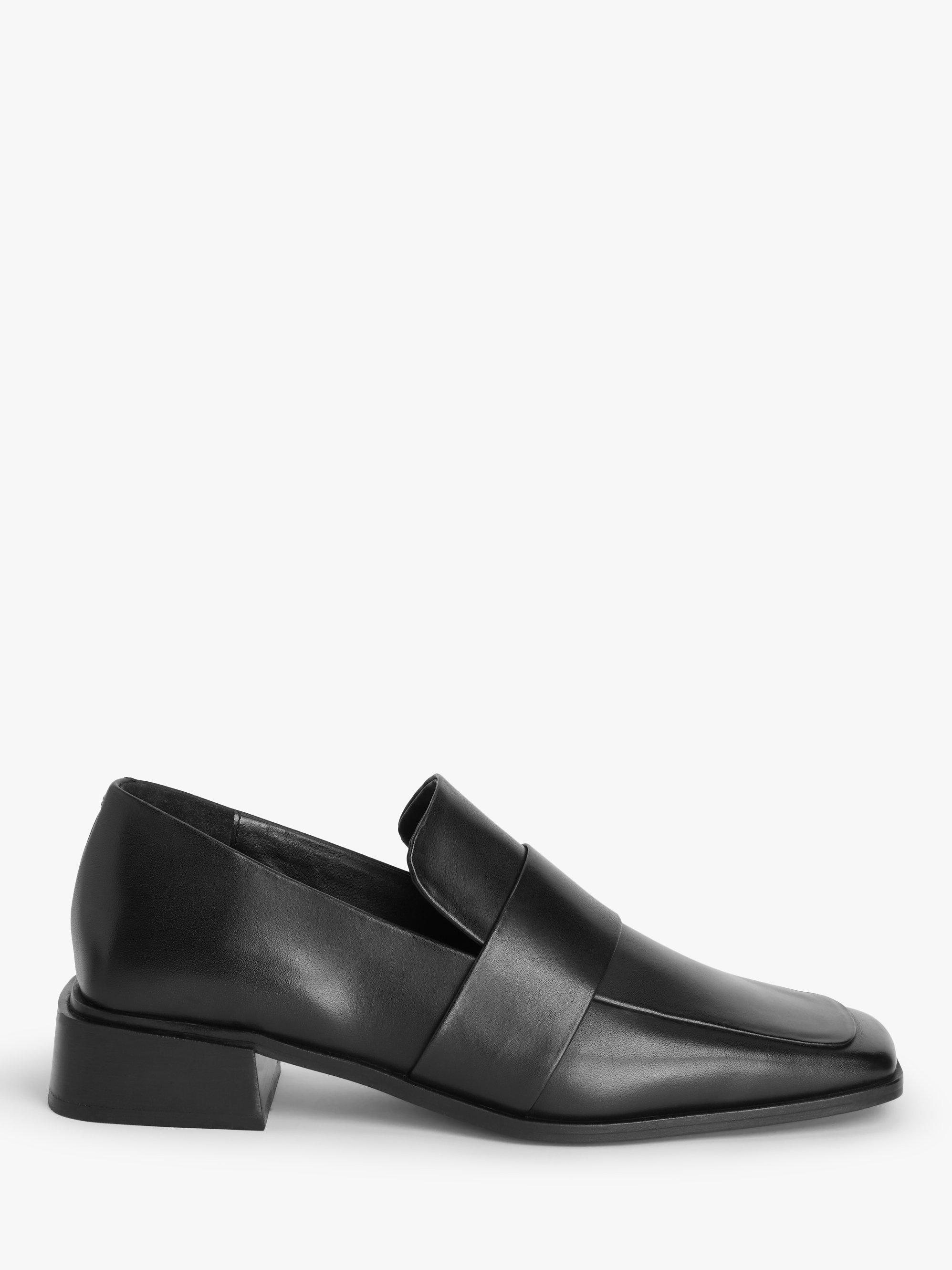 Kin Faye Leather Square Toe Dressy Loafers, Black