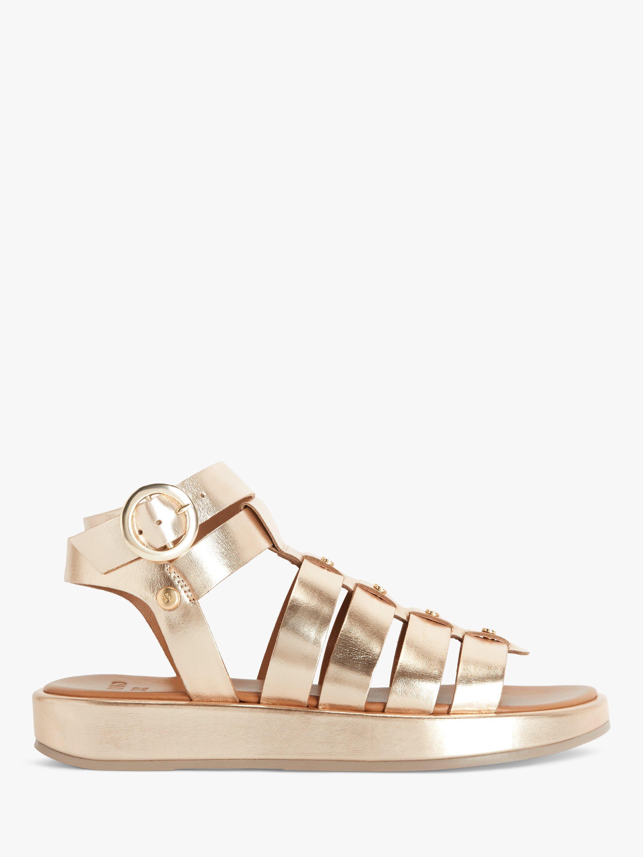 AND/OR Lana Leather Flatform Gladiator Sandals, Gold Foil Cow Met