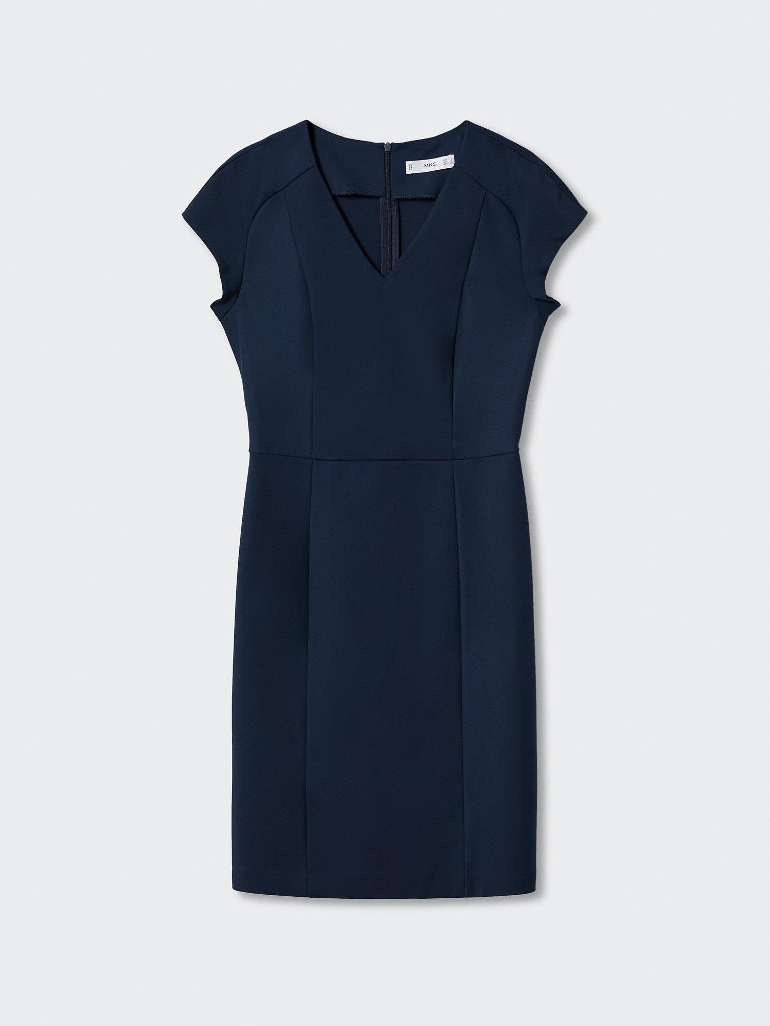 Product image 3 of 7, which shows Mango Cofi V-Neck Mini Dress, Navy, 4