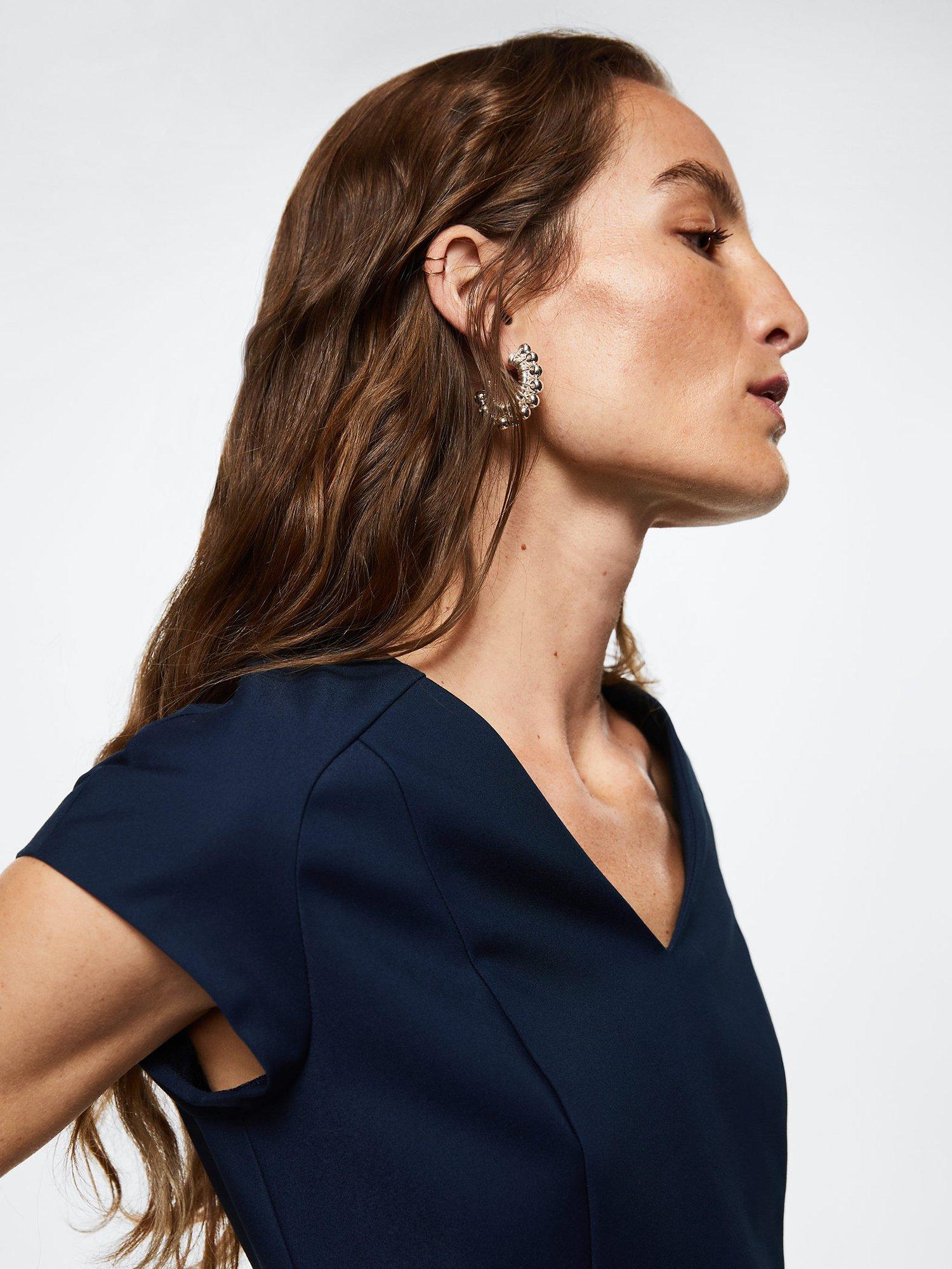 Product image 5 of 7, which shows Mango Cofi V-Neck Mini Dress, Navy, 4