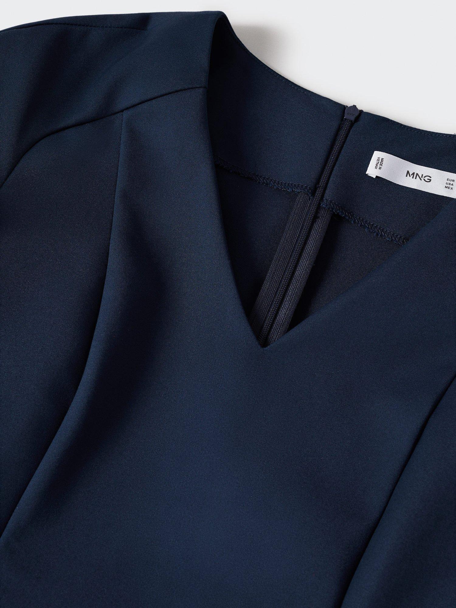 Product image 7 of 7, which shows Mango Cofi V-Neck Mini Dress, Navy, 4