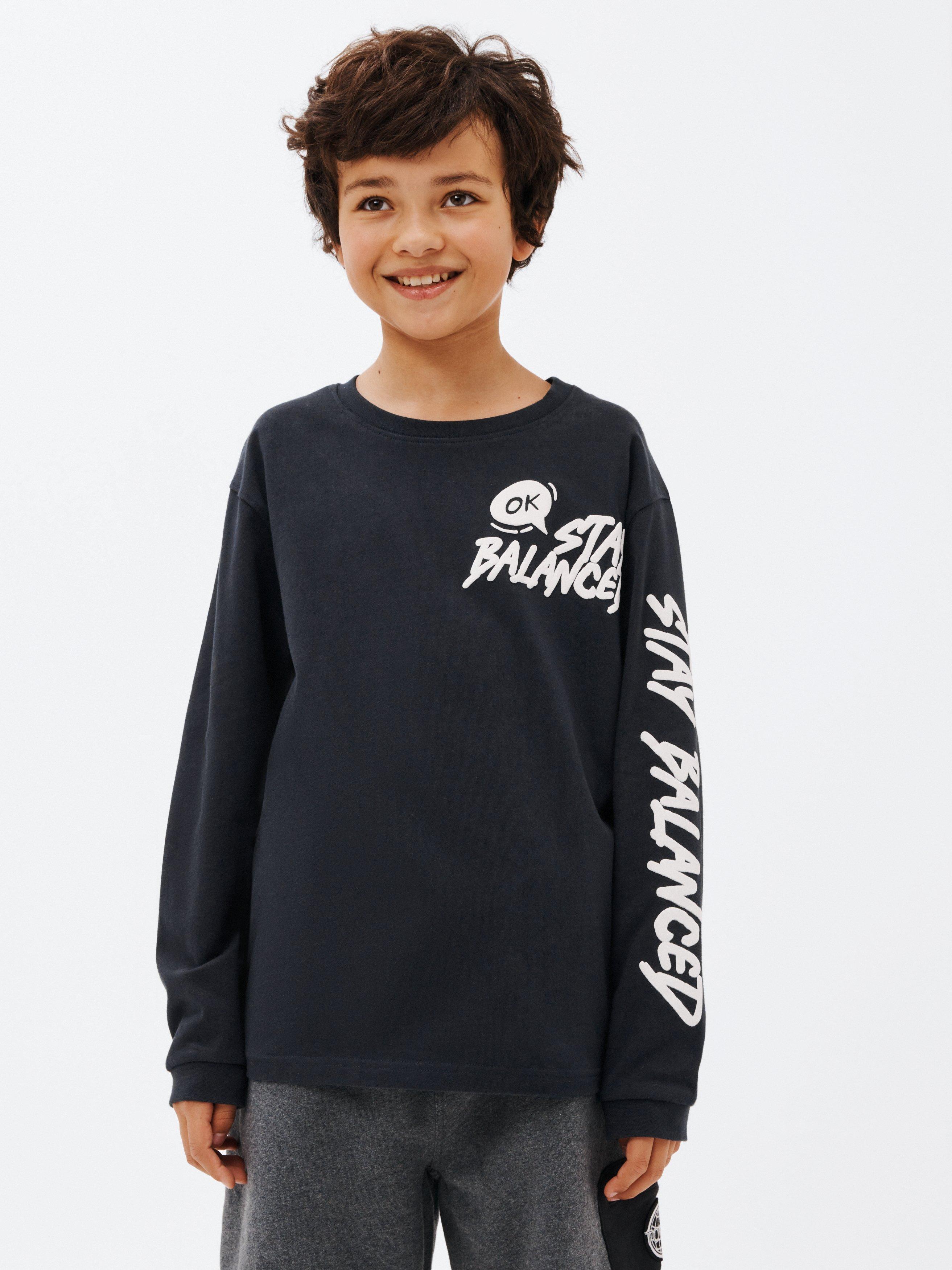 John Lewis Kids' Stay Balanced Jersey Top, Black